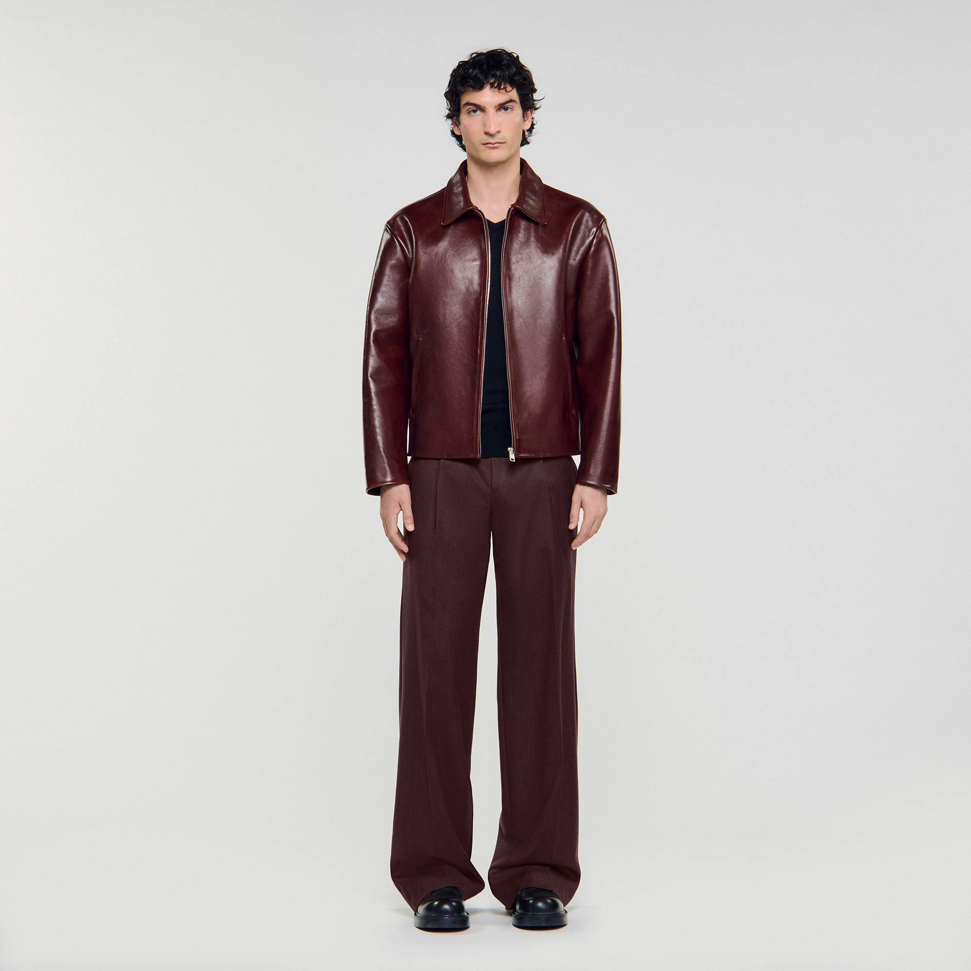 Classic zip-up leather jacket
