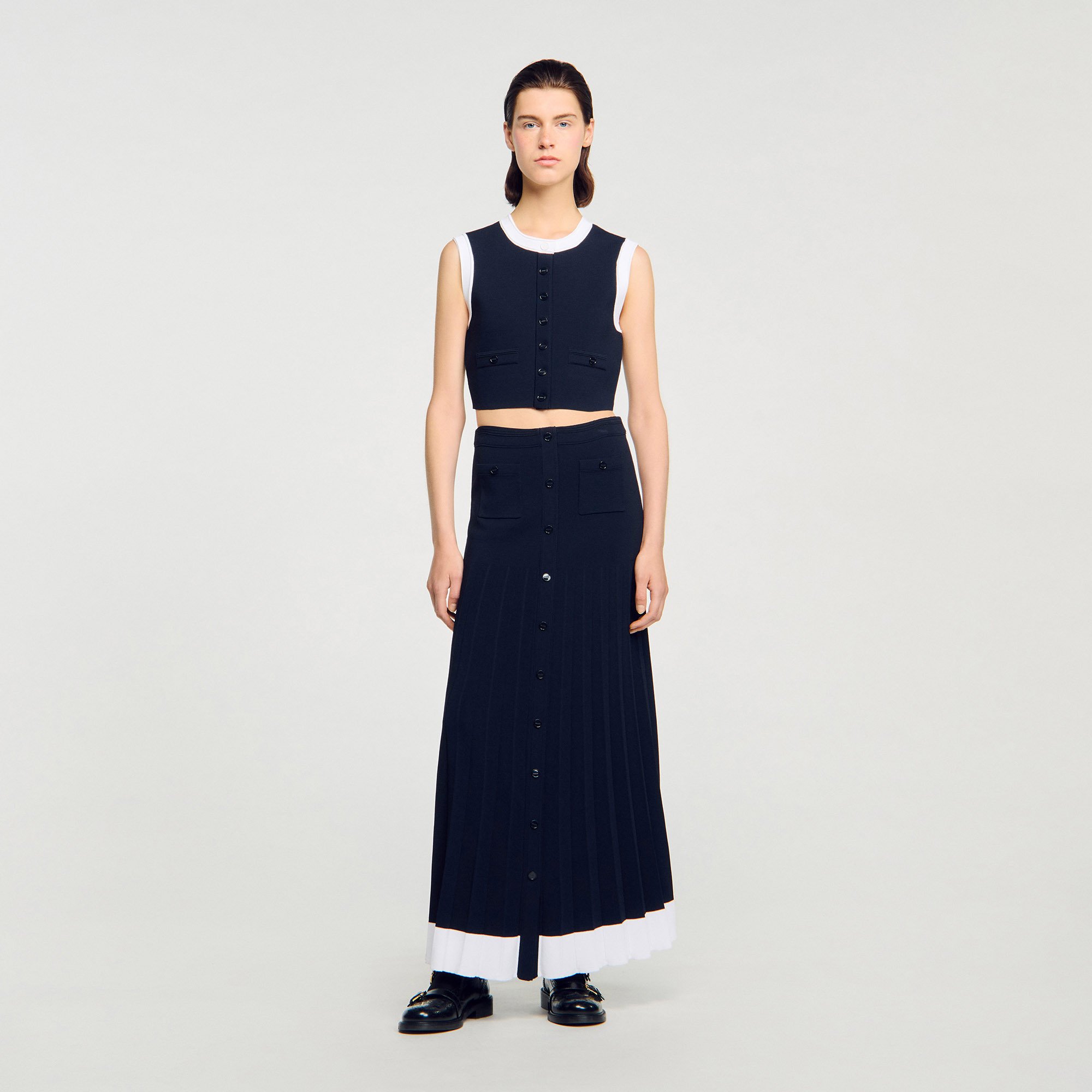 Maxi two-tone knit skirt