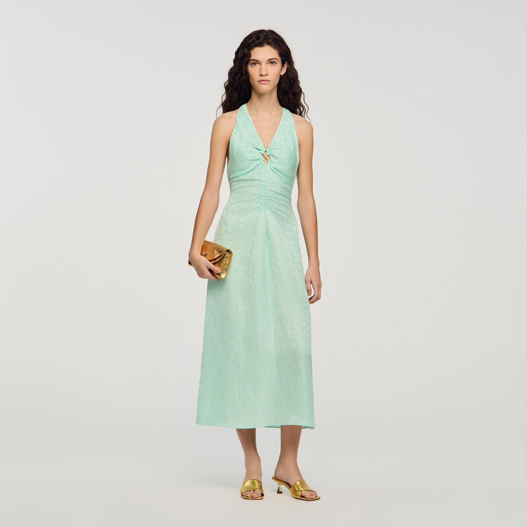 V-neck floral print maxi dress