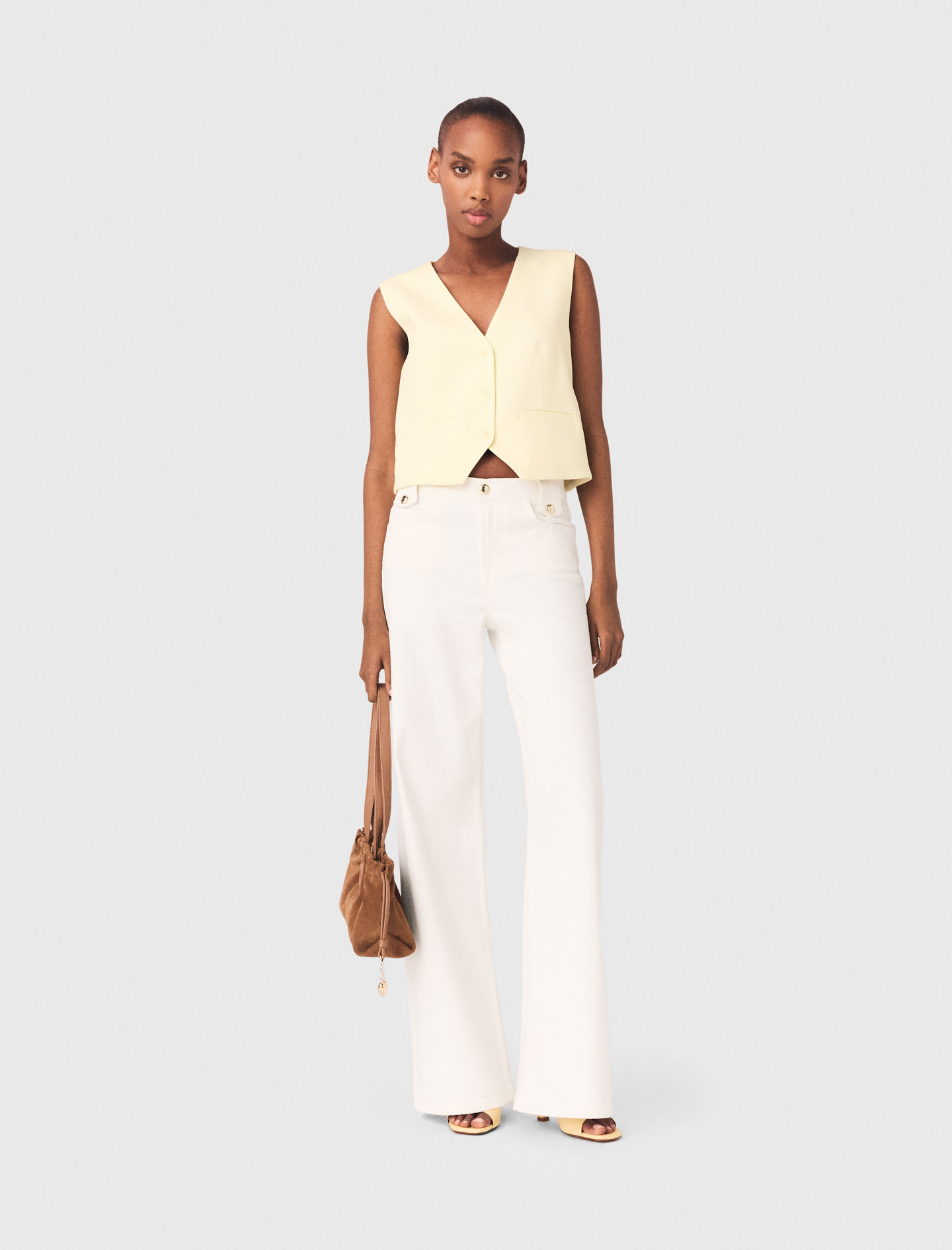 Woman's viscose Tailored jacket for Spring/Summer, size Large, in color Pale Yellow /