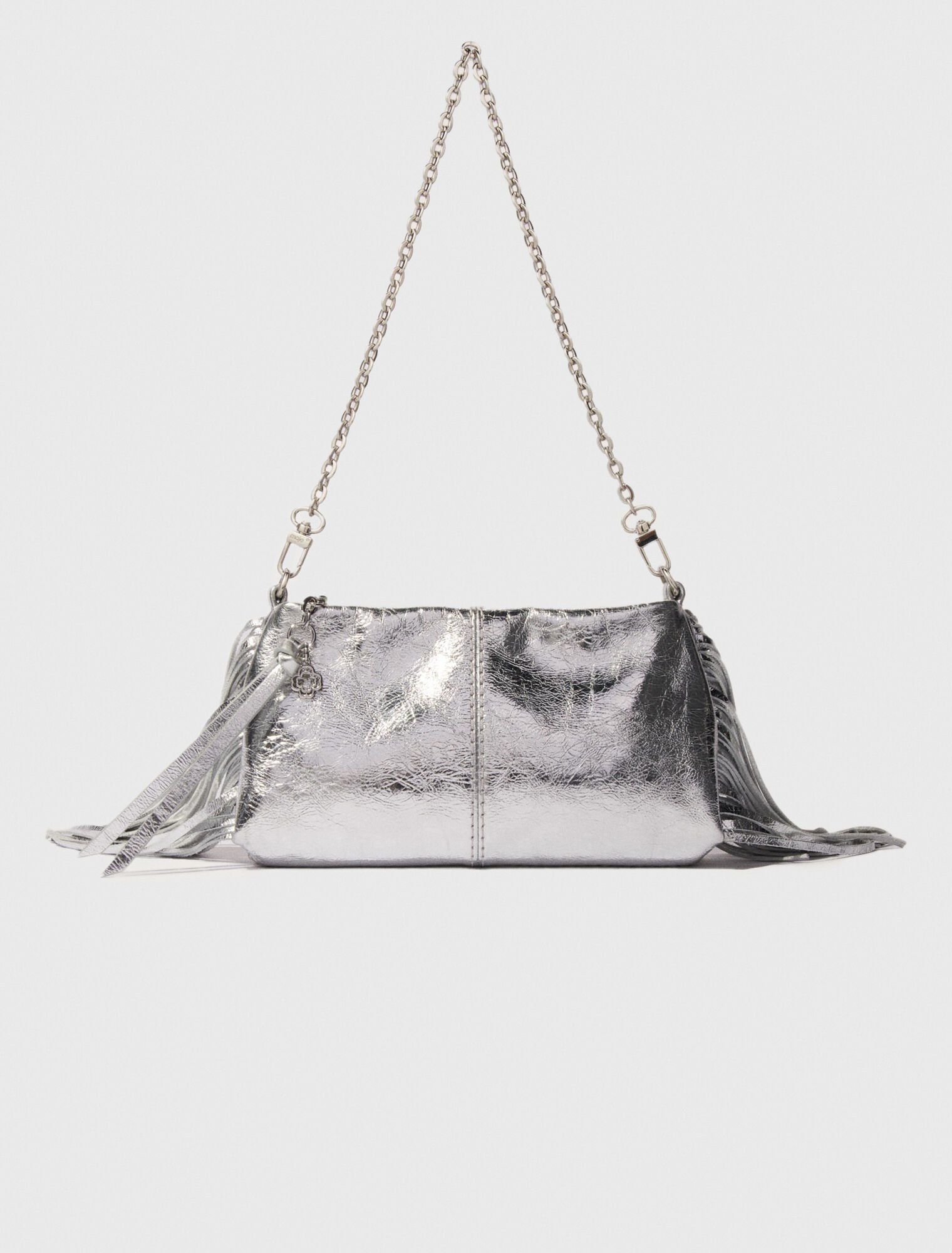 Woman's leather Miss M leather Pouch bag for Spring/Summer, size One Size, in color Silvery / by Maje