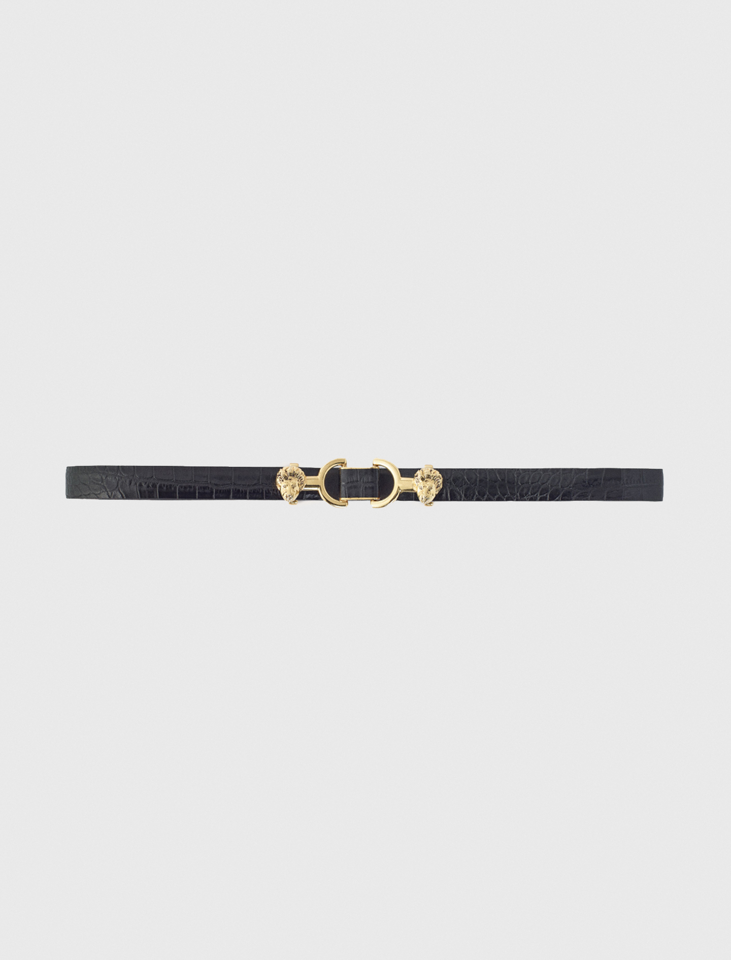 Woman's polyester Thin leather belt with lion bit for Spring/Summer, size Large, in color Black / by Maje