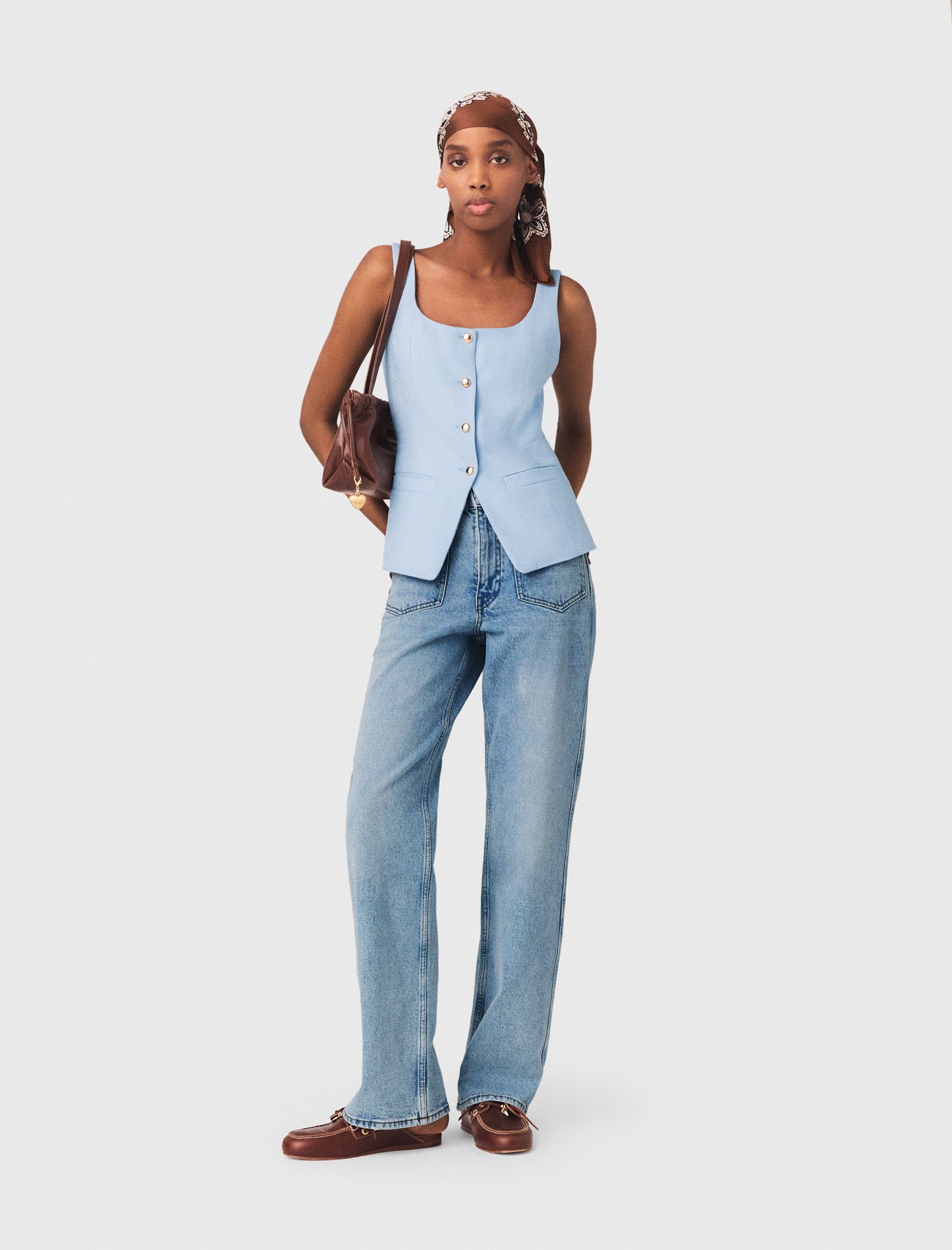 Woman's viscose Long tailored jacket for Spring/Summer, size Extra Extra Large, in color Blue Sky / Blue
