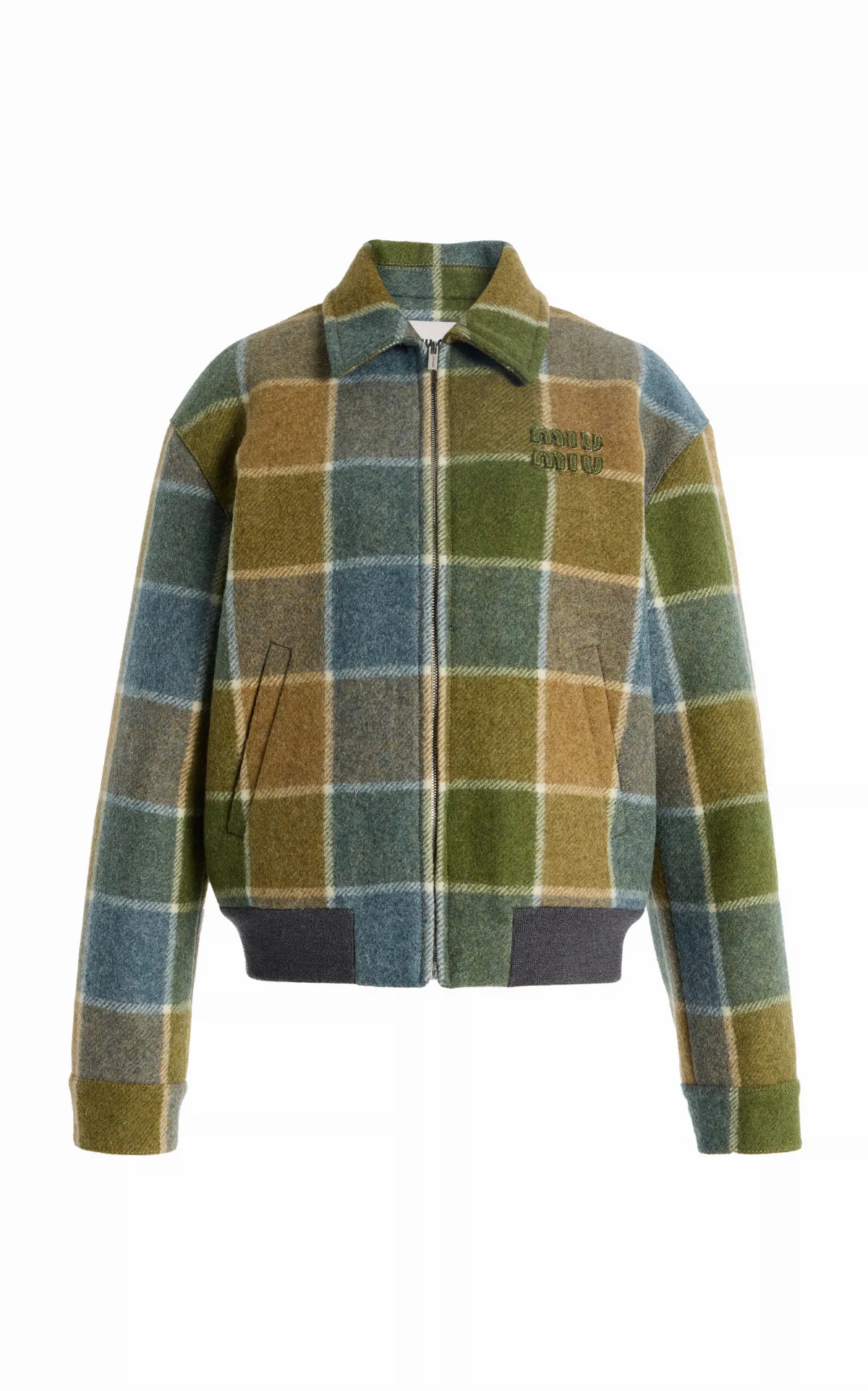 Checked Wool Blouson Jacket