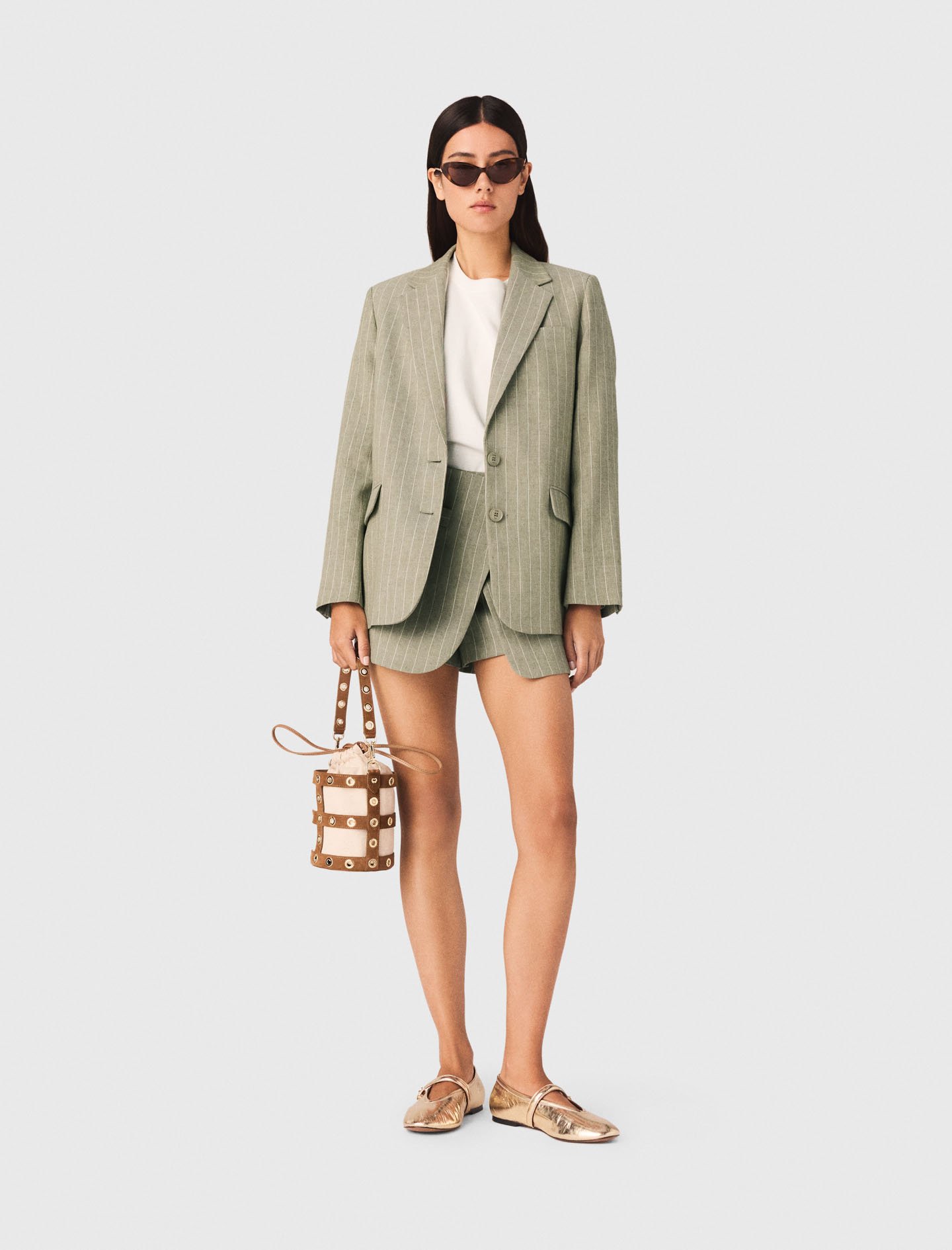 Woman's linen Linen blend suit jacket for Spring/Summer, size Small, in color Khaki / Beige