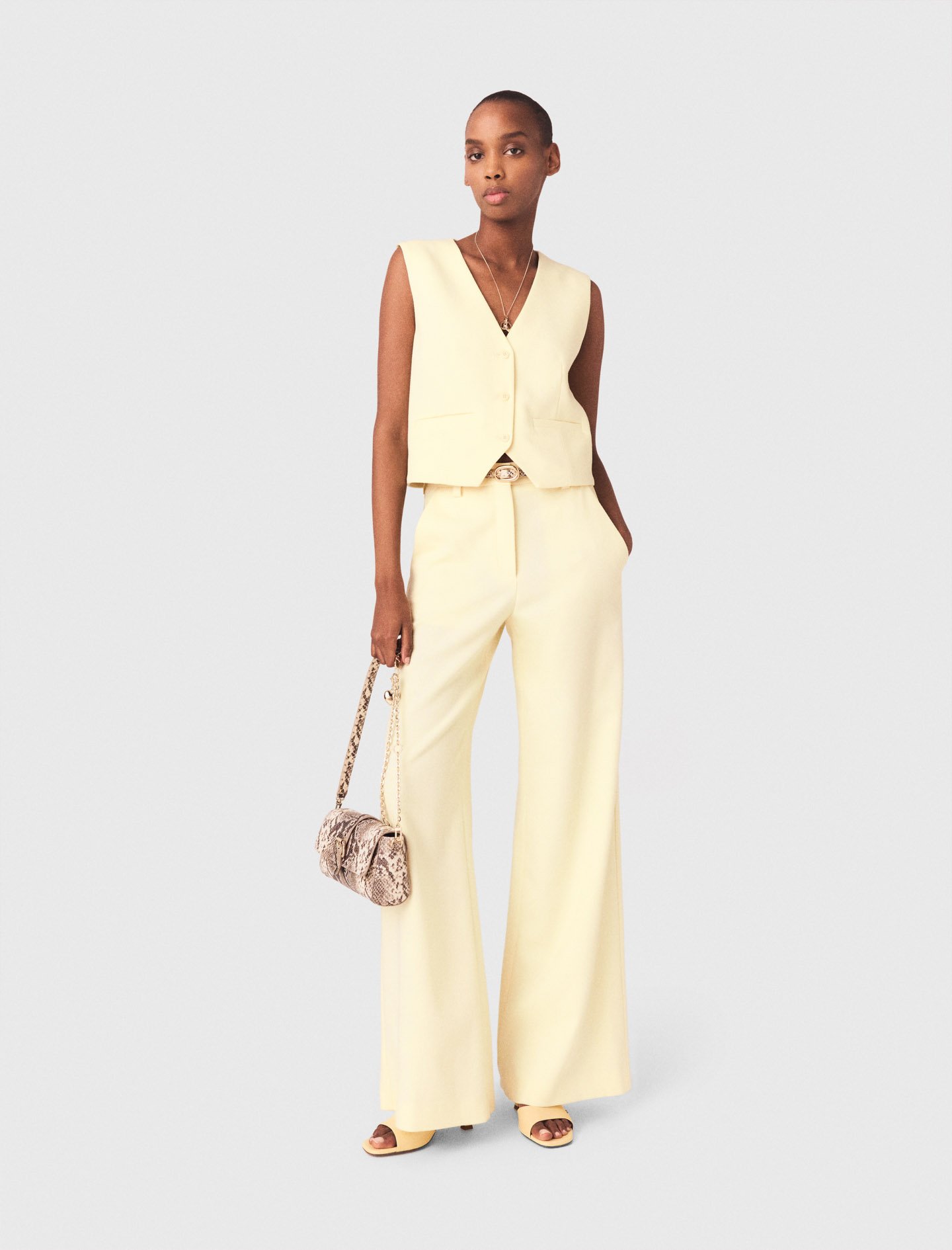 Woman's viscose Suit trousers for Spring/Summer, size Extra Extra Large, in color Pale Yellow /