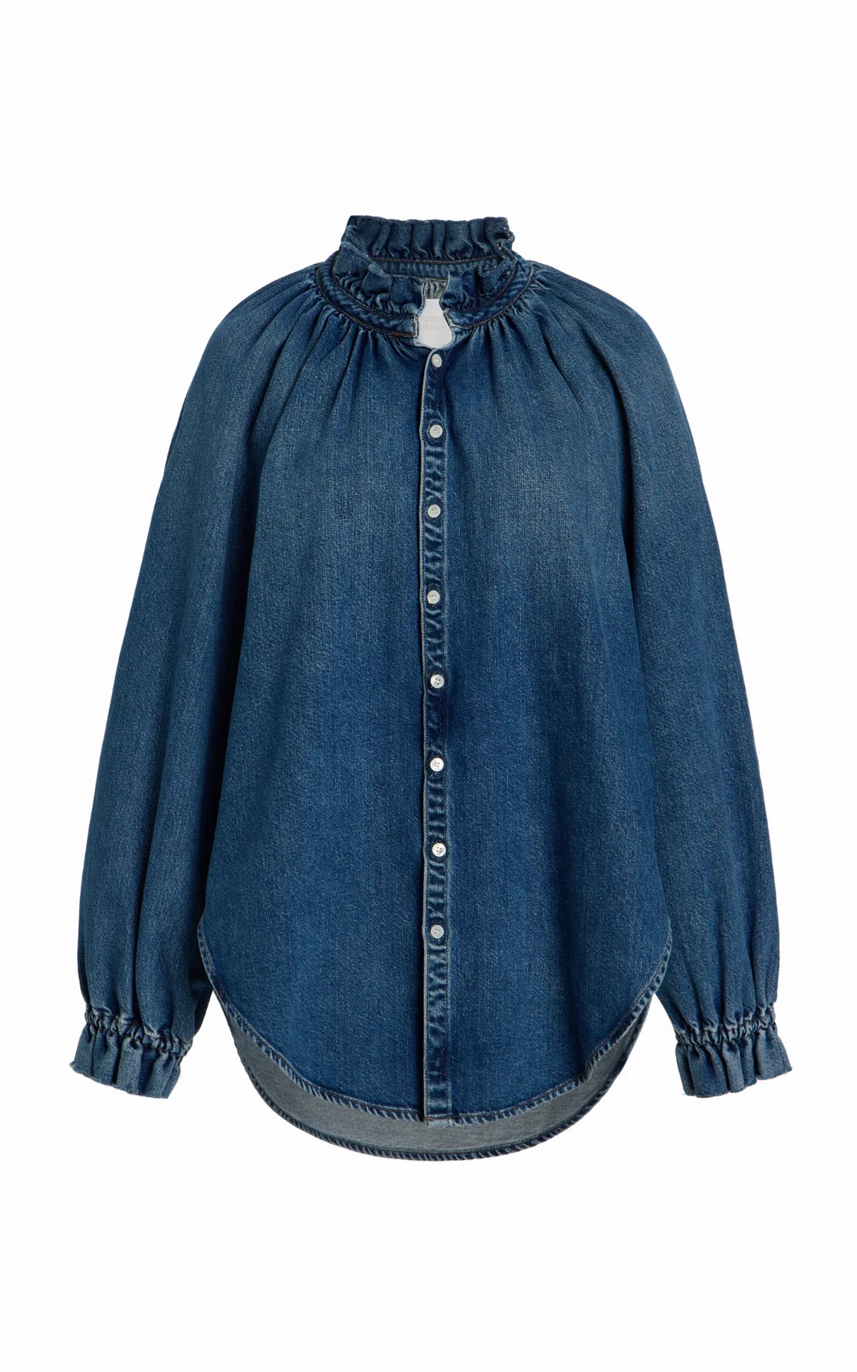x Bloom Farm Exclusive Loretta Ruffled Denim Shirt