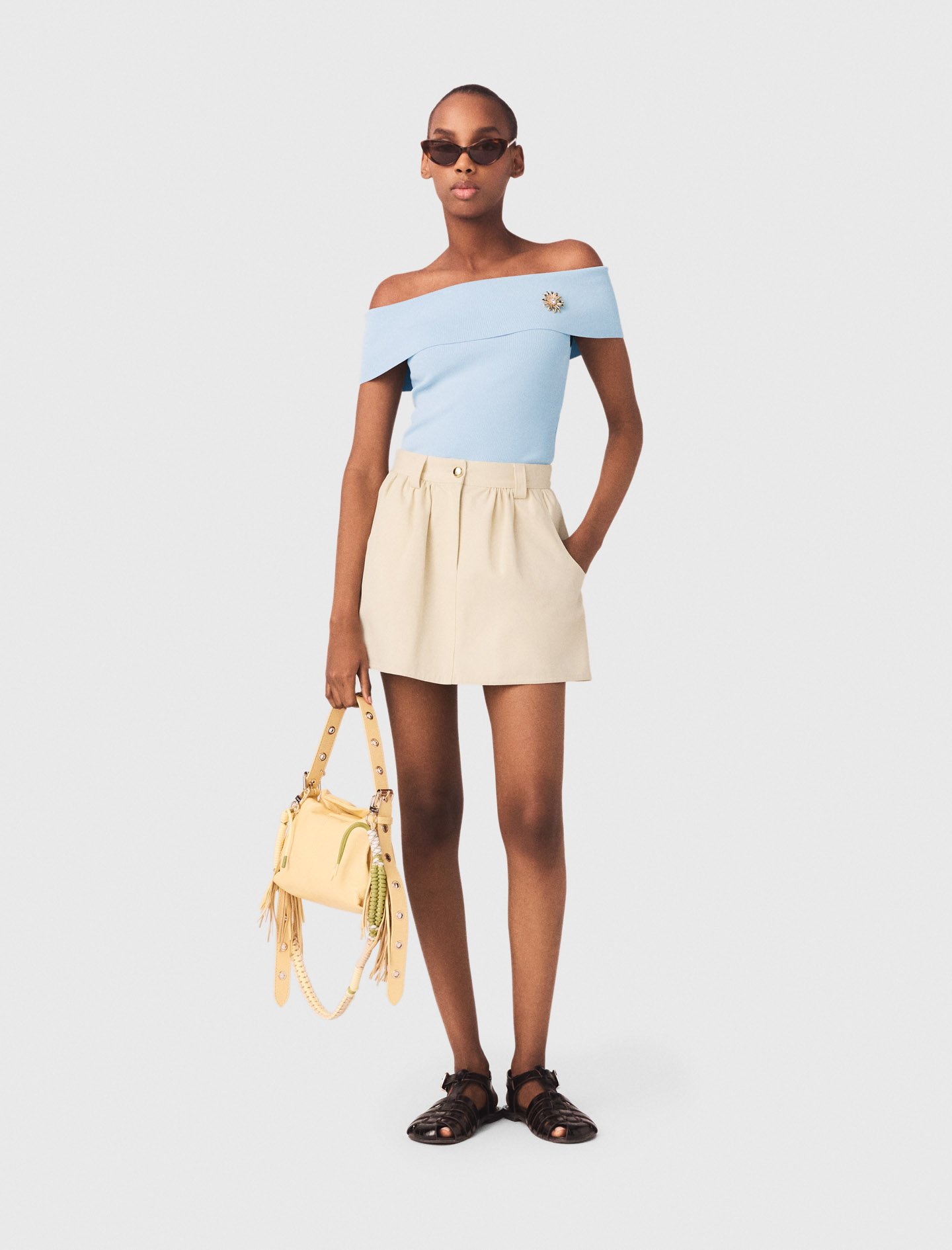 Woman's cotton Cotton skort for Spring/Summer, size Extra Small, in color Ecru / Beige