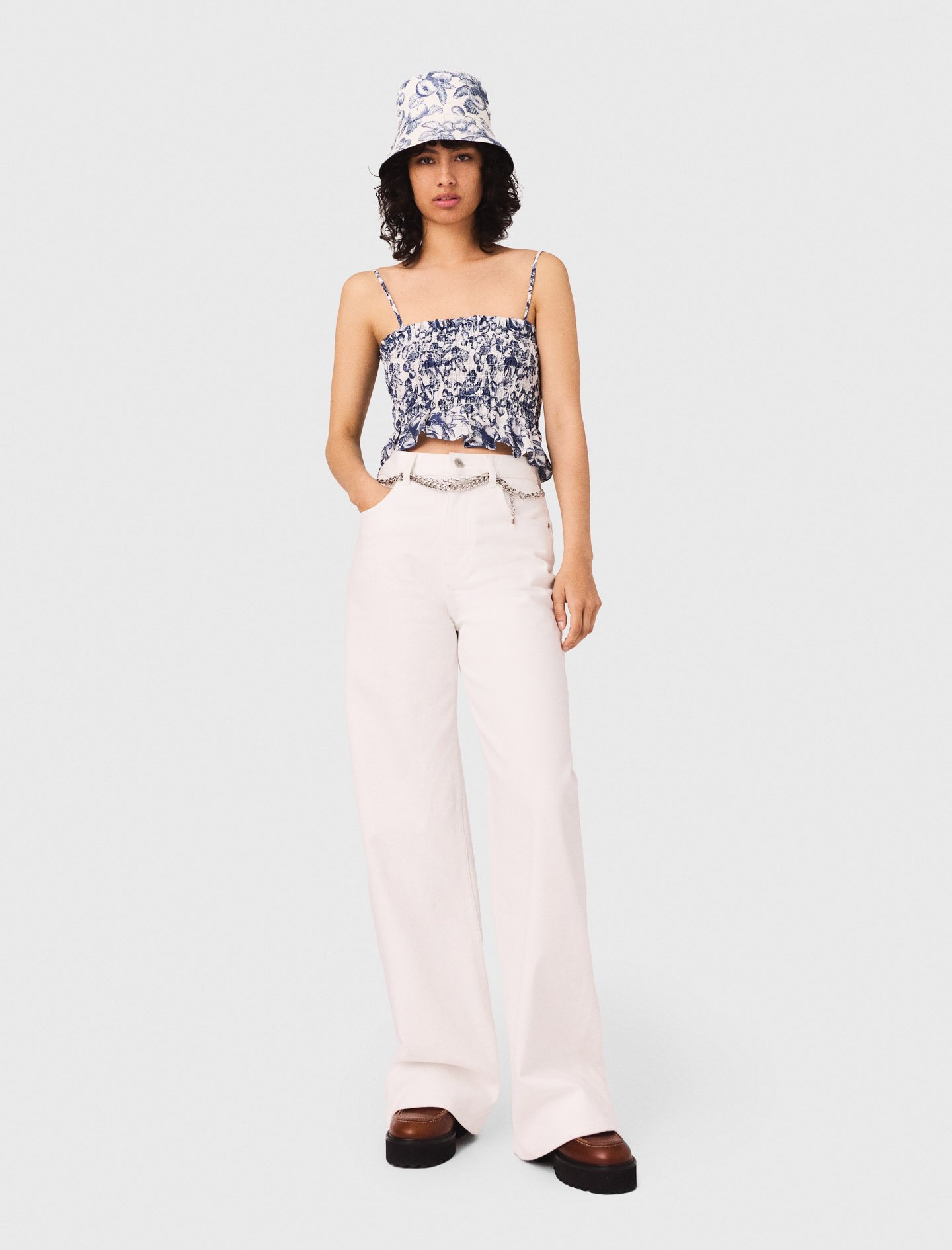 Woman's cotton High-waisted wide-leg jeans for Fall/Winter, size Small, in color White / by Maje