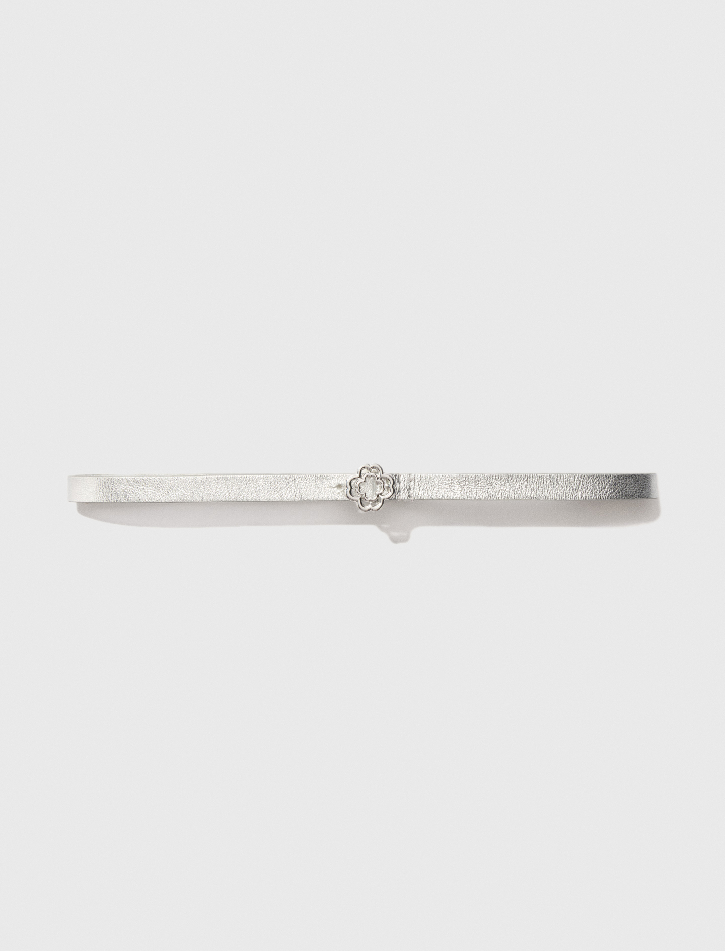 Woman's polyester Slim belt with Clover buckle for Spring/Summer, size Large, in color Silver / Grey