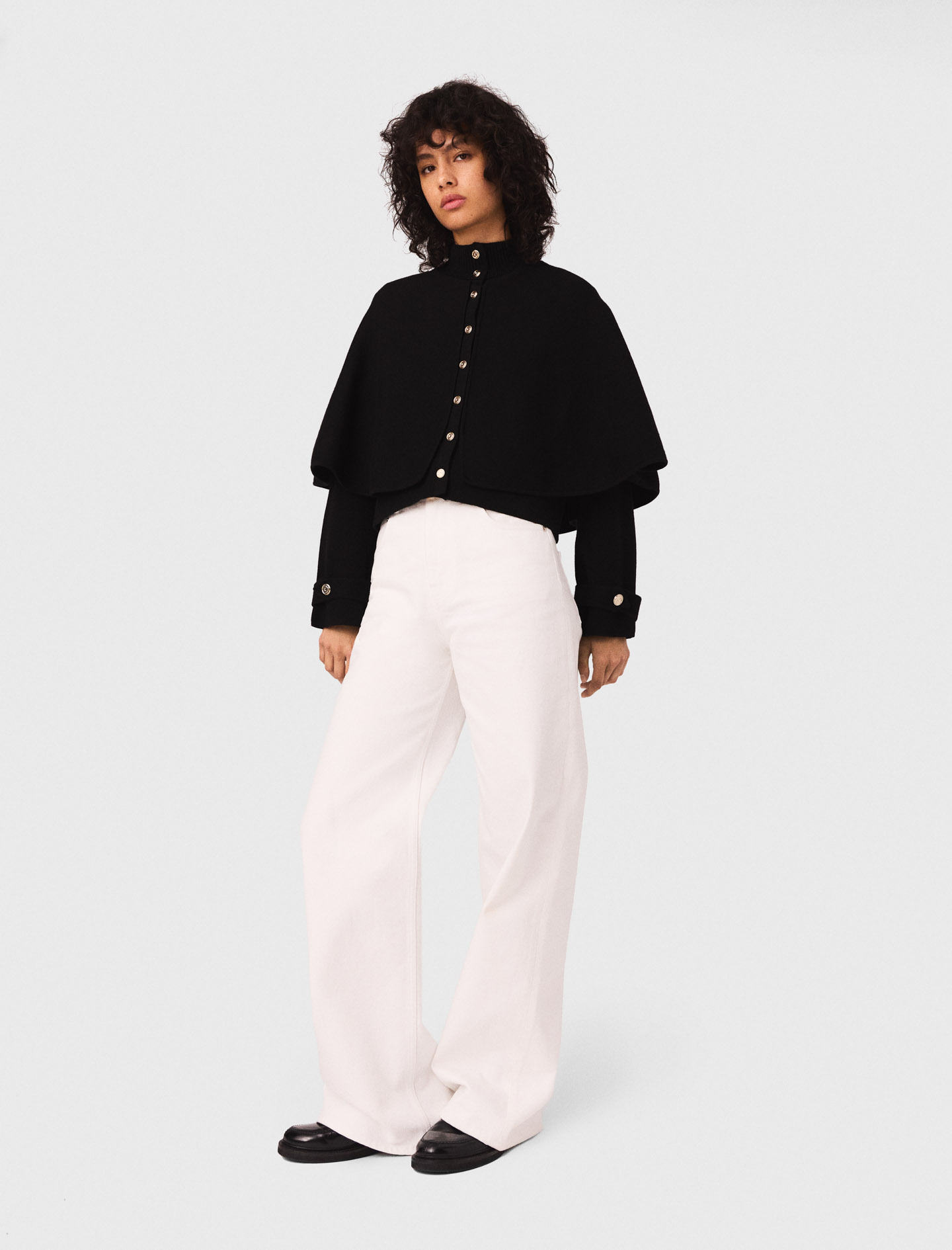 Woman's polyamide Cape-effect cardigan for Fall/Winter, size Large, in color Black /