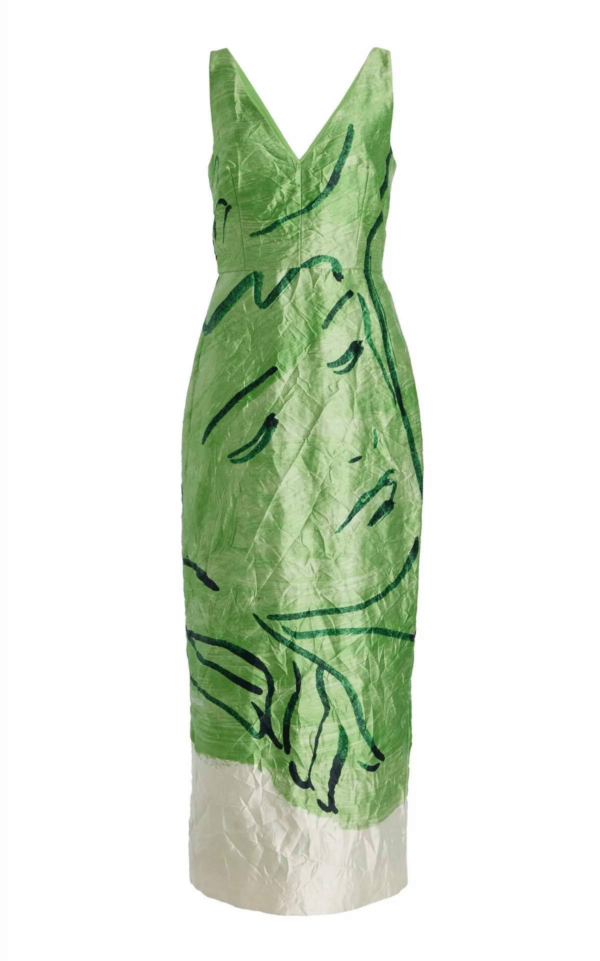 Crinkled Satin Midi Dress