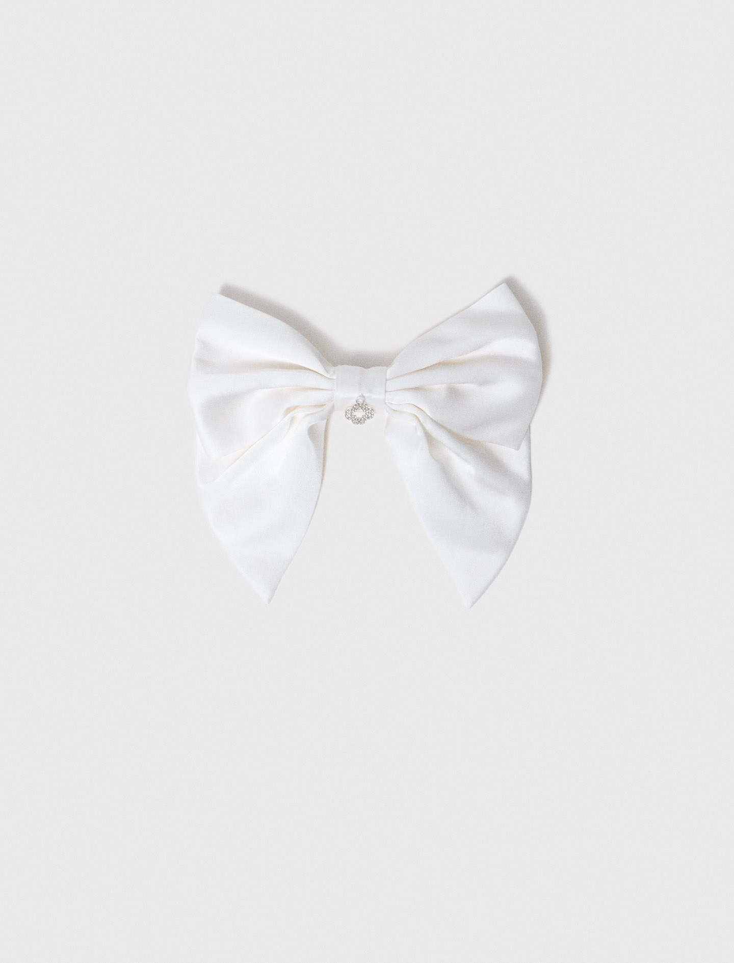 Woman's silk Satin-effect bow barrette for Spring/Summer, size One Size, in color White /