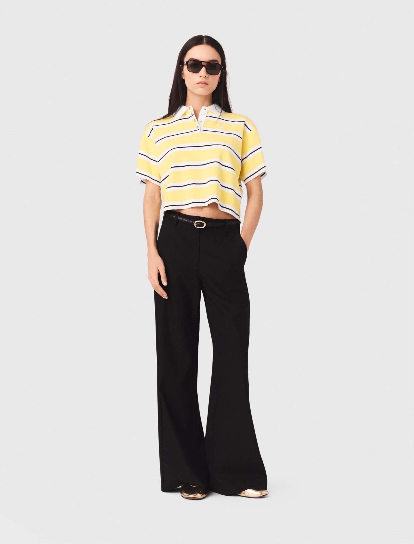 Woman's polyester Flared trousers for Spring/Summer, size Large, in color Black /