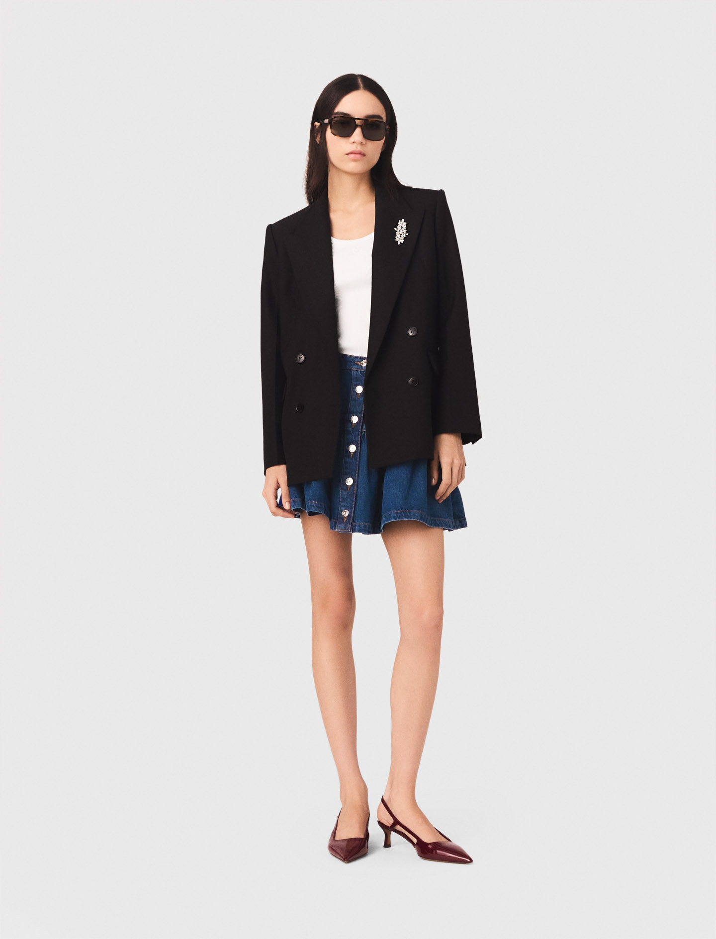 Woman's polyester Double-breasted jacket for Fall/Winter, size Extra Small, in color Black /