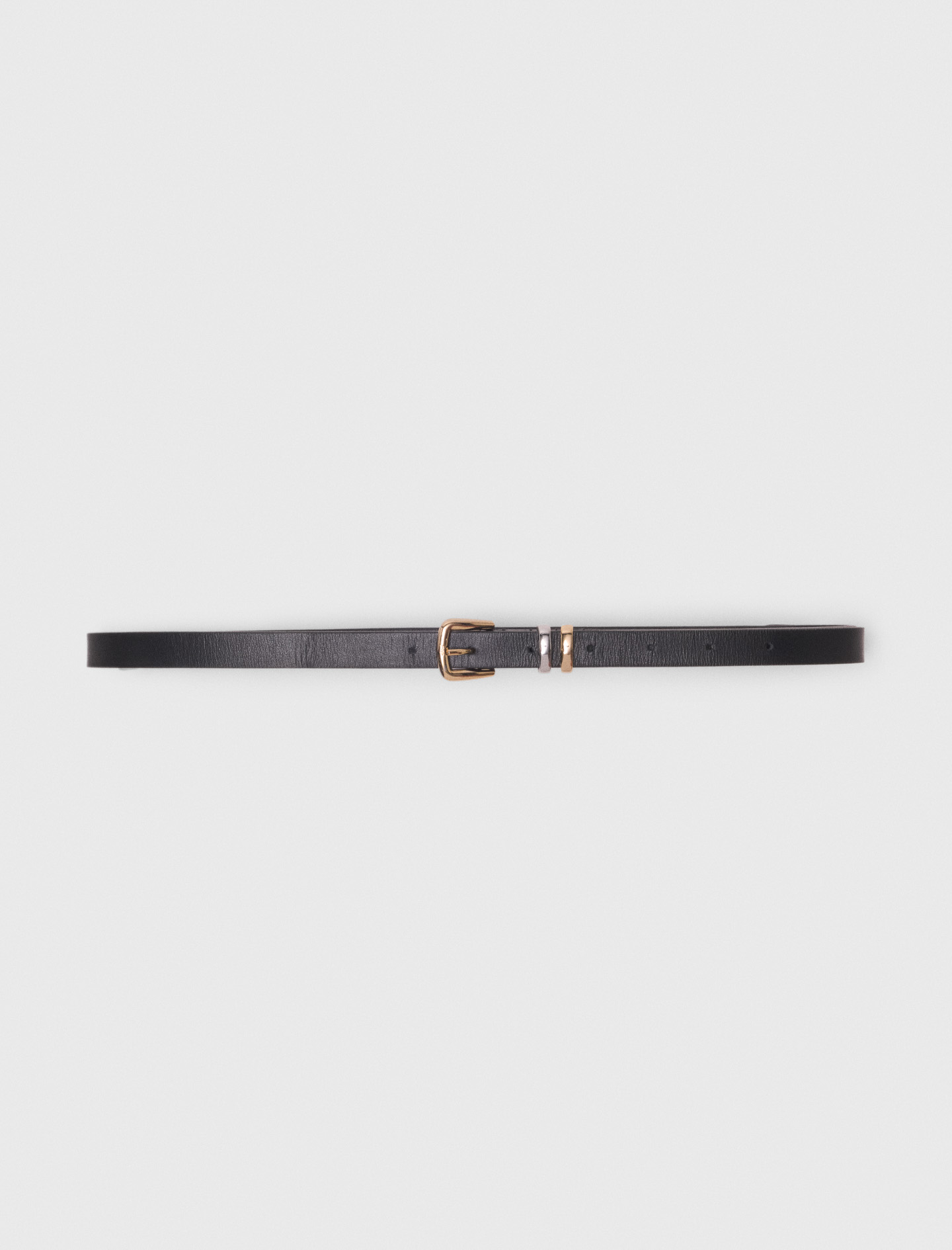 Woman's leather Slim belt with square buckle for Fall/Winter, size Medium, in color Black /