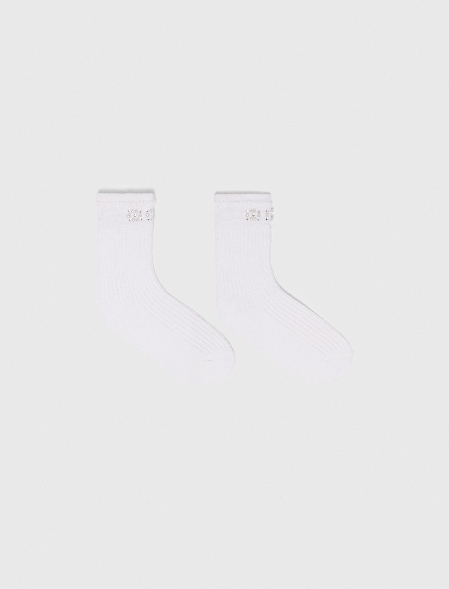 Woman's cotton Pearl pointelle socks for Spring/Summer, size One Size, in color White / by Maje