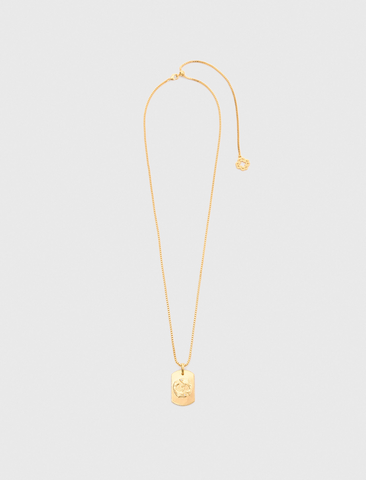 Woman's zirconium Zodiac sign plaque necklace for Spring/Summer, size One Size, in color Pisces /