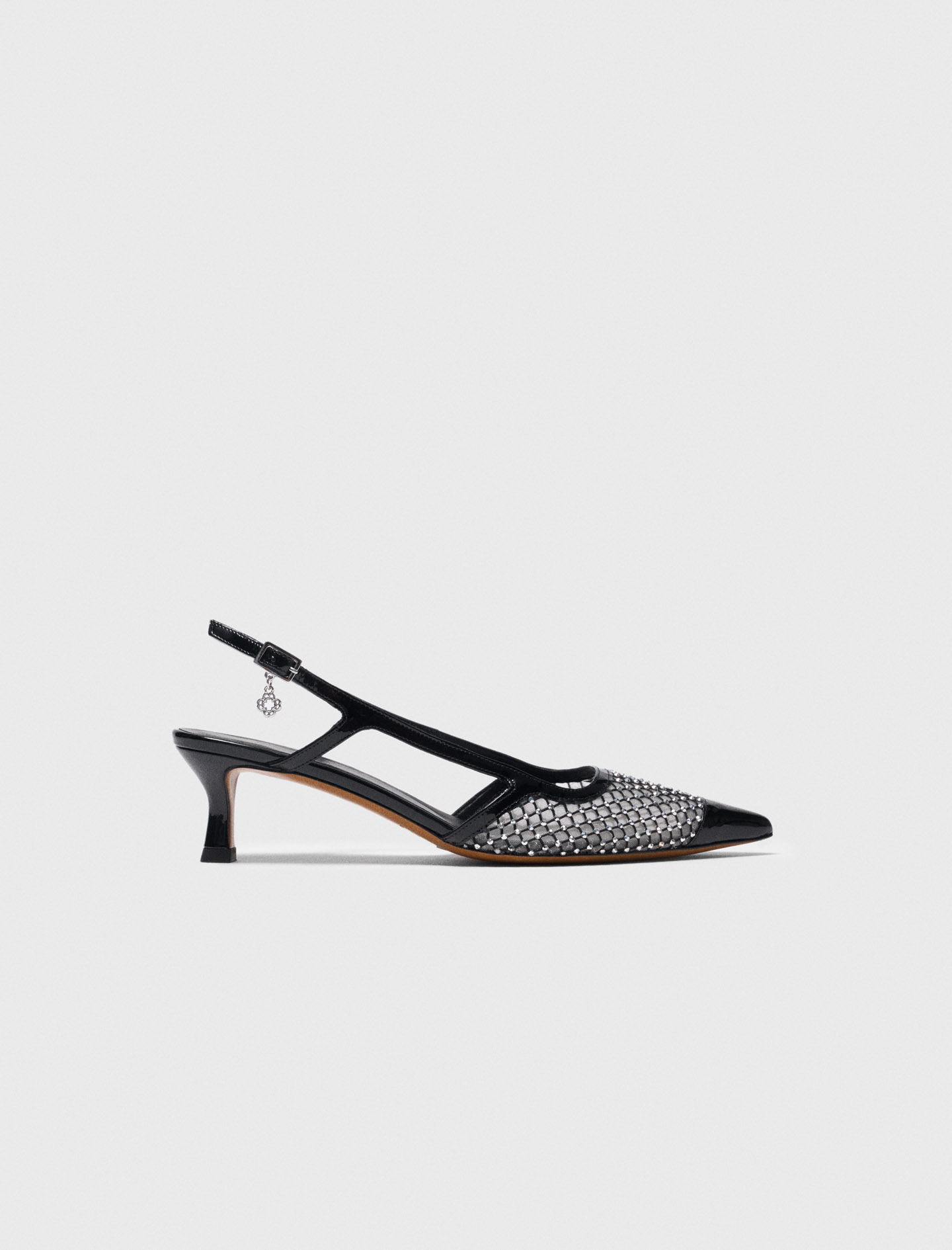 Woman's Acrylonitrile-butadiene-styrene Rhinestone mesh pumps for Fall/Winter, size 10.5, in color Black /