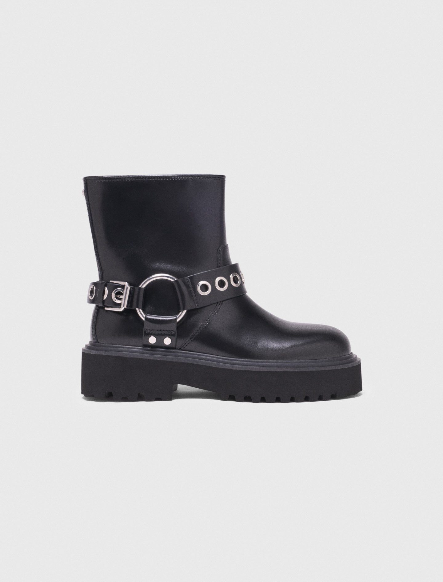 Woman's leather Leather biker boots for Spring/Summer, size 7.5, in color Black / by Maje