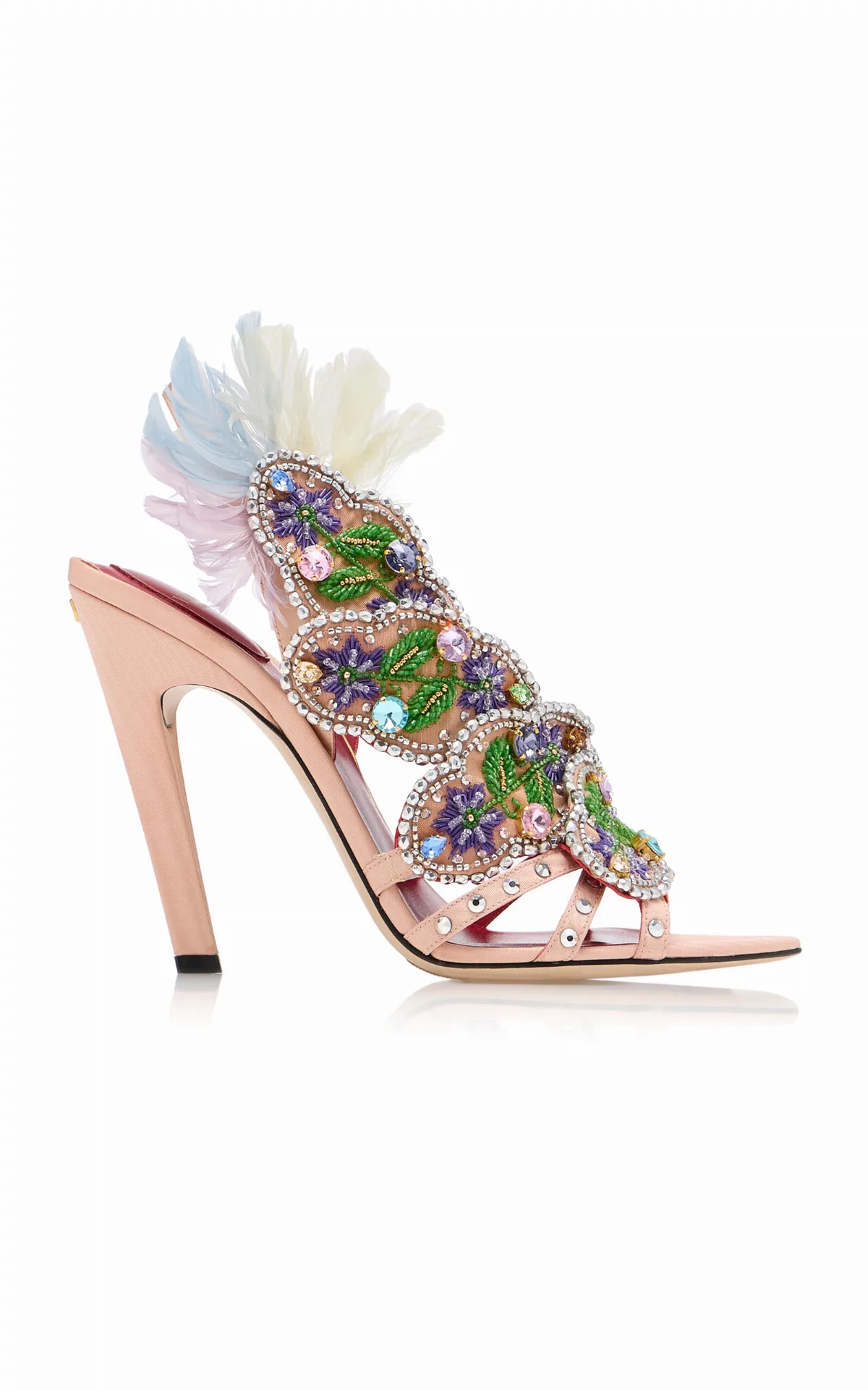 Embellished Moir Heeled Sandals