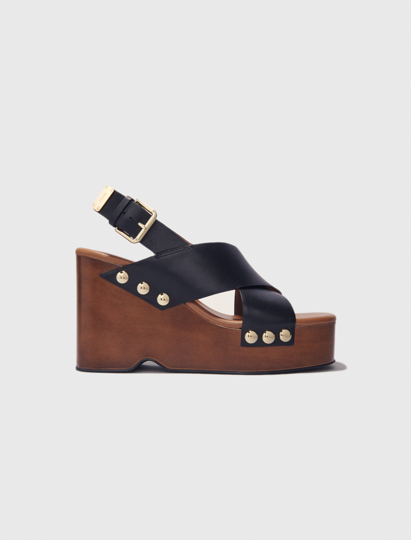 Woman's leather Leather platform sandals for Spring/Summer, size 5.5, in color Black / by Maje