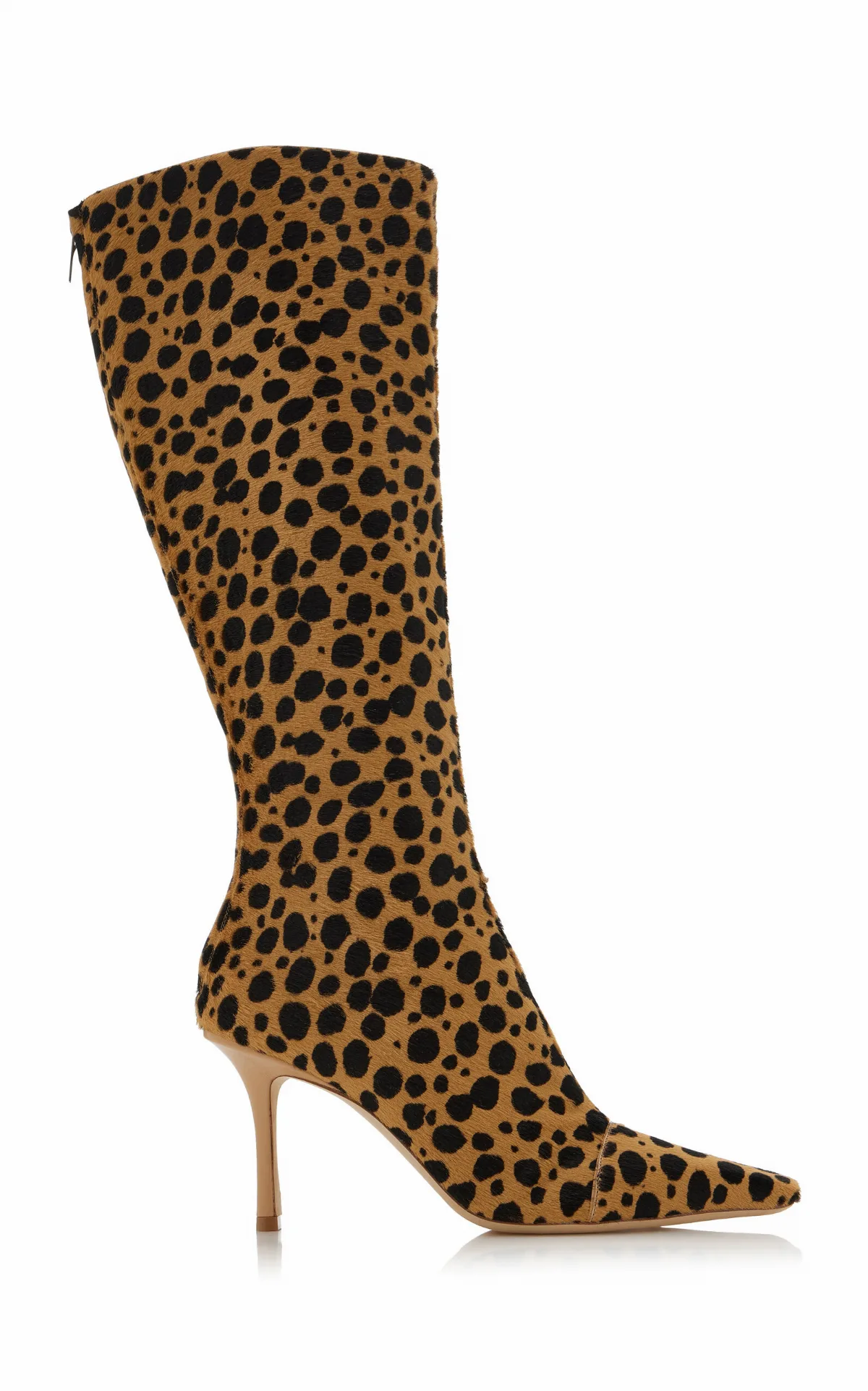 x Conner Ives Gloria Cheetah-Print Pony Hair Knee Boots