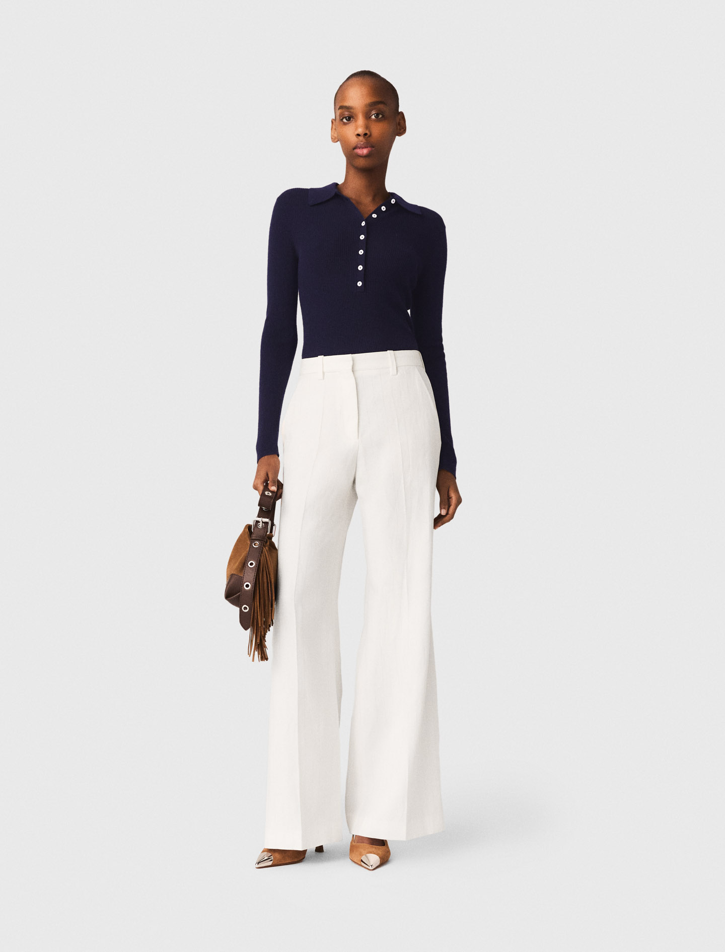 Woman's lyocell Suit trousers for Spring/Summer, size Extra Small, in color White /