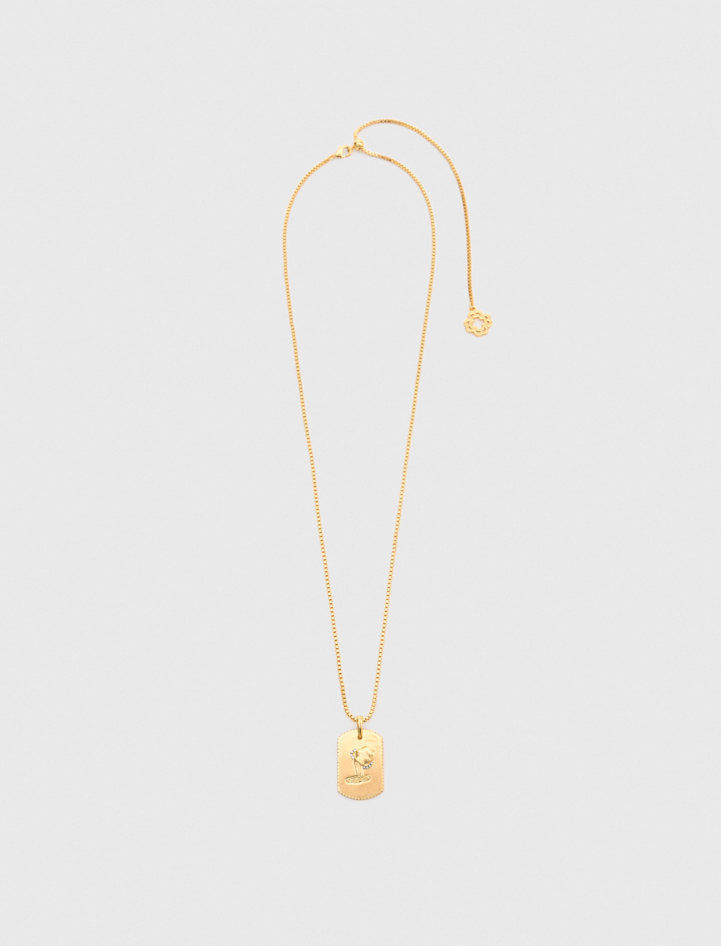 Woman's zirconium Zodiac sign plaque necklace for Spring/Summer, size One Size, in color Aquarius /