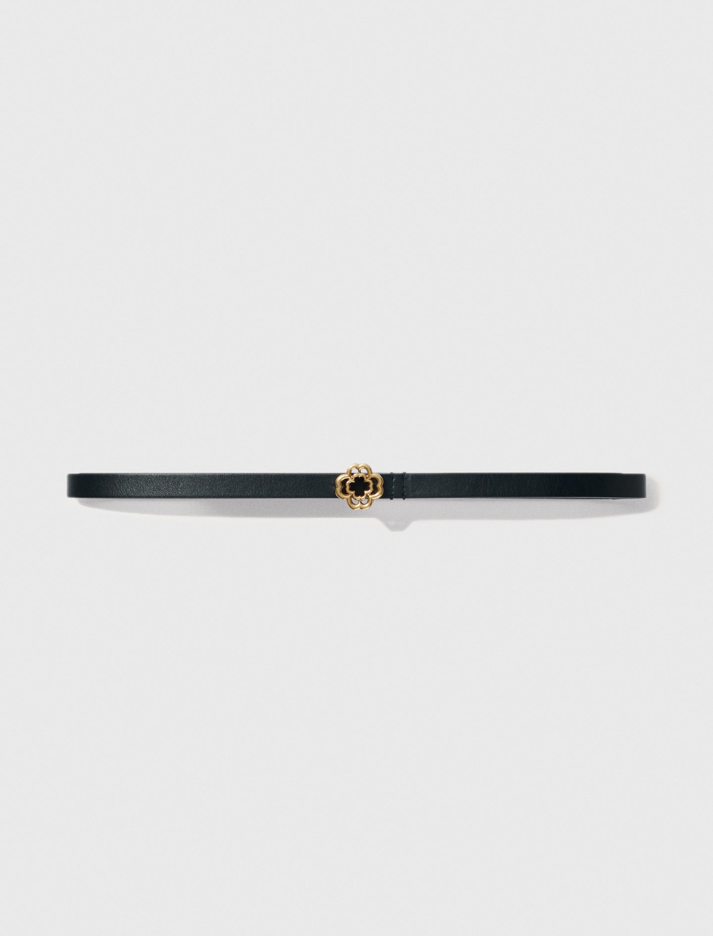 Woman's leather Slim Clover belt for Spring/Summer, size Small, in color Black /