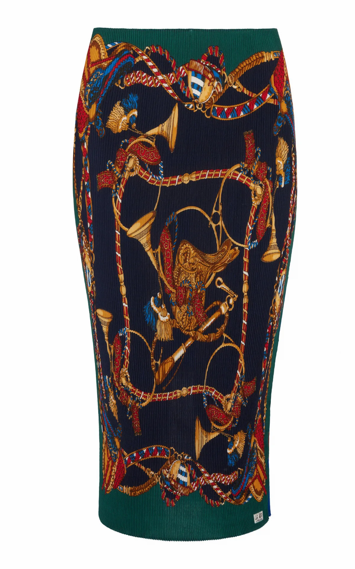 Scarf Pleated Midi Skirt
