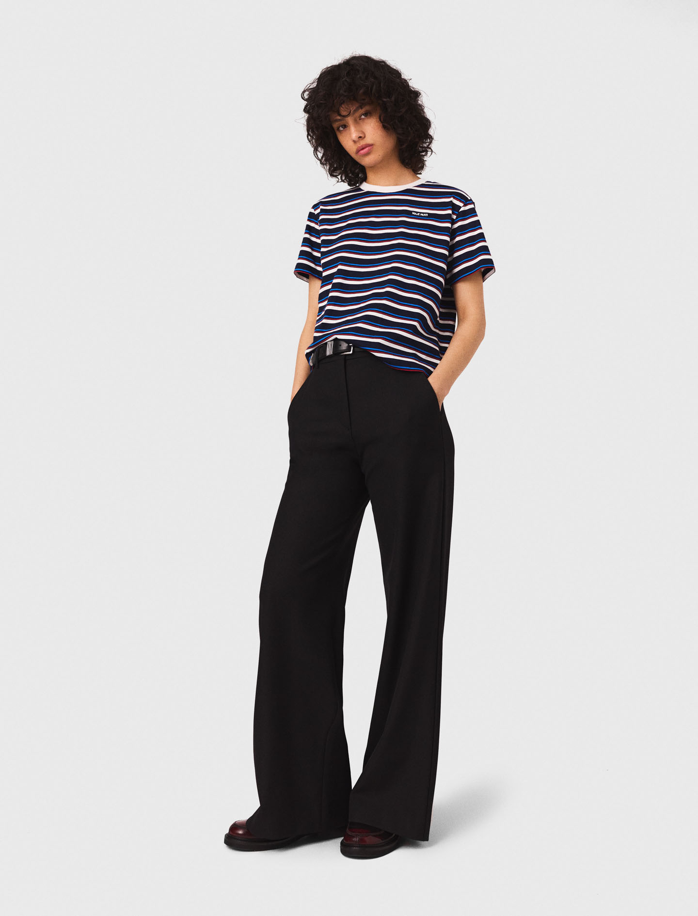 Woman's polyester Suit trousers with pintucks for Fall/Winter, size Small, in color Navy / Blue