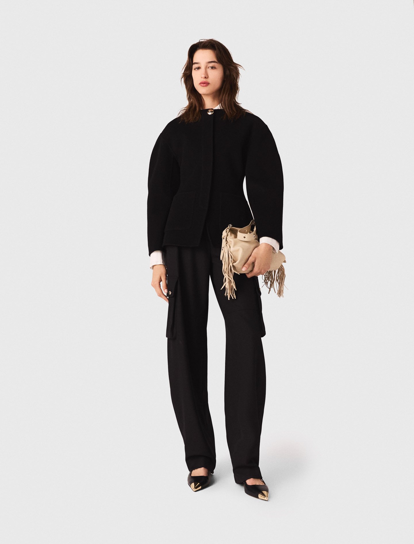 Woman's wool Double-faced coat for Fall/Winter, size Medium, in color Black /