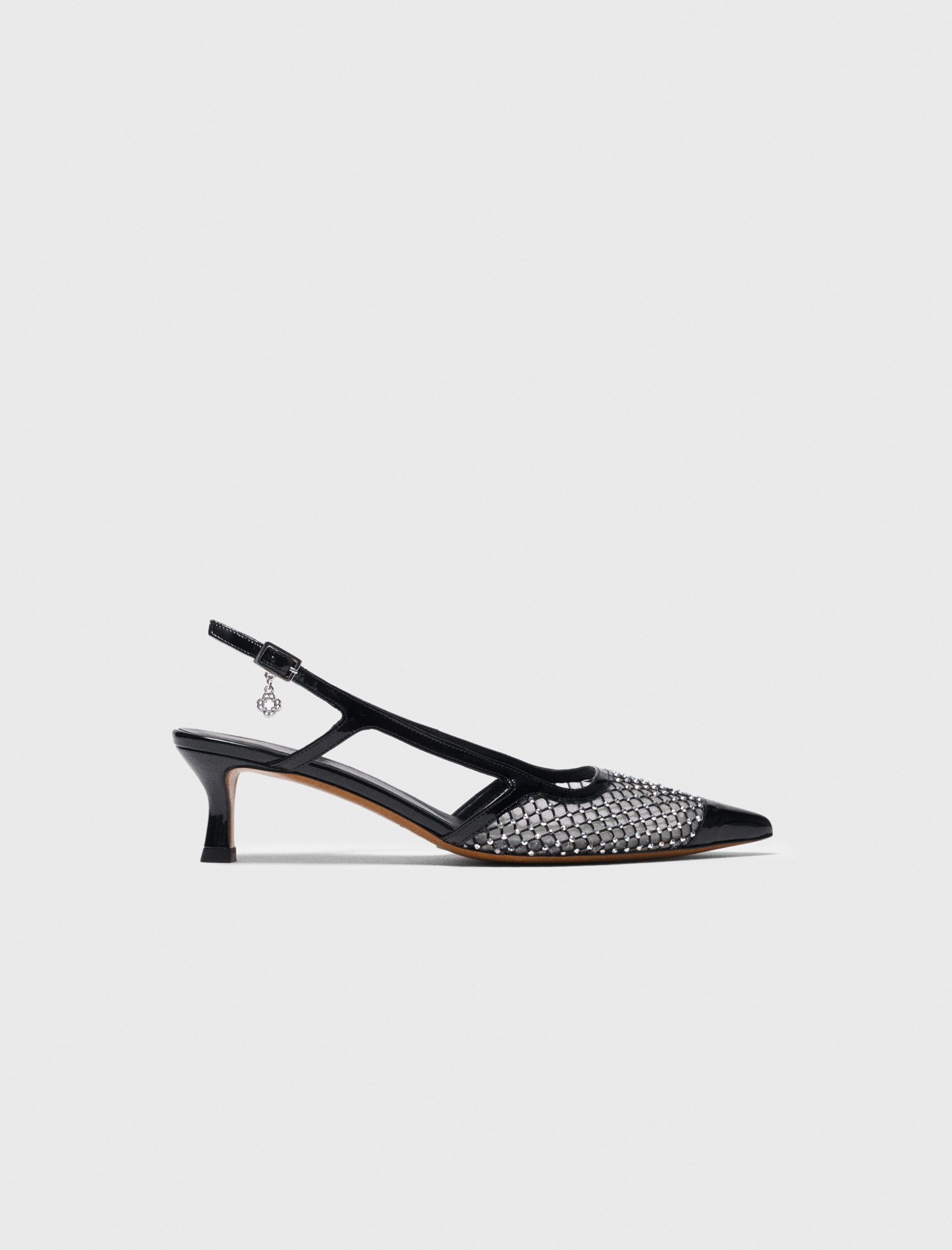 Woman's Acrylonitrile-butadiene-styrene Rhinestone mesh pumps for Fall/Winter, size 7.5, in color Black /