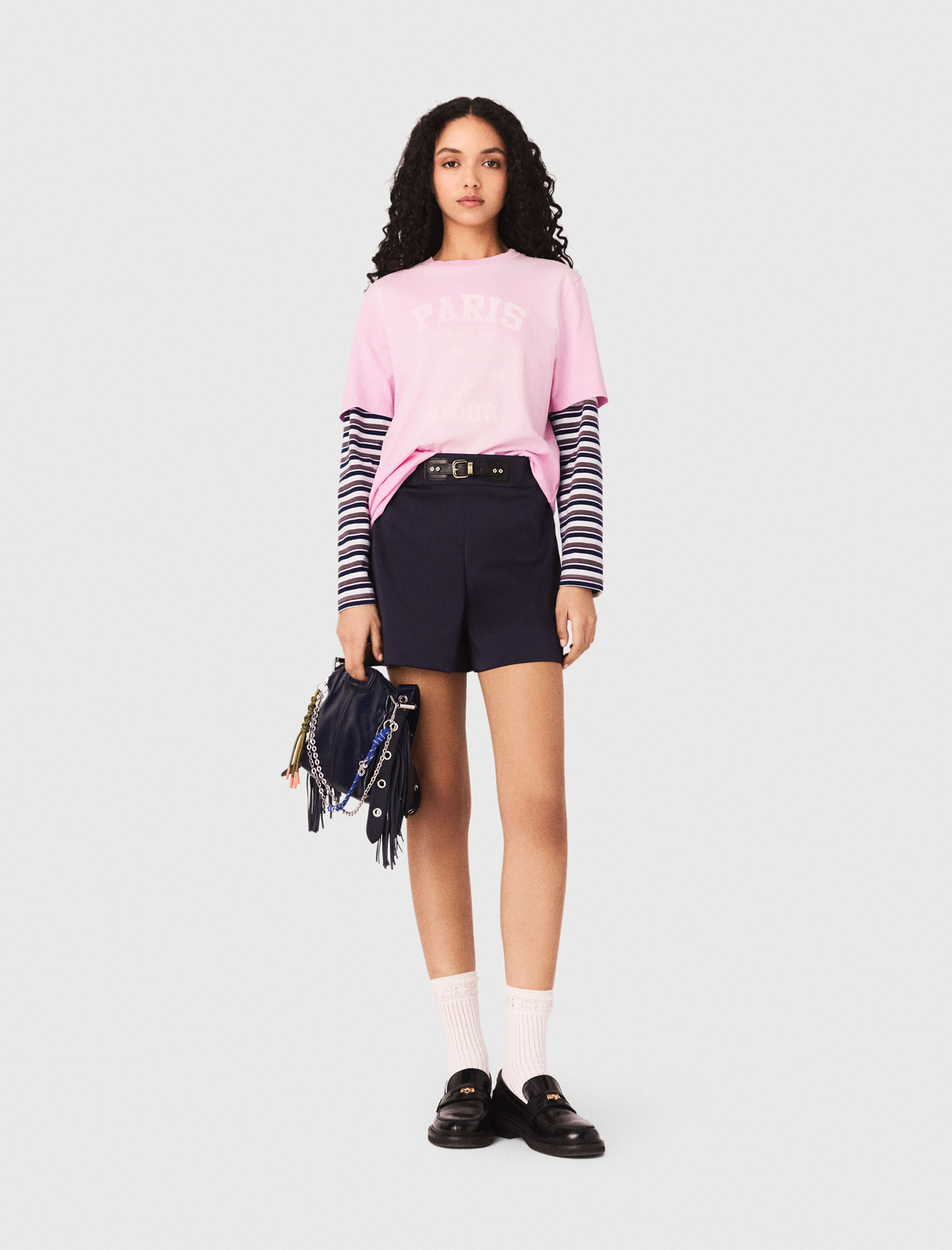 Woman's cotton Nautical print T-shirt for Spring/Summer, size Extra Small, in color Pink / Red