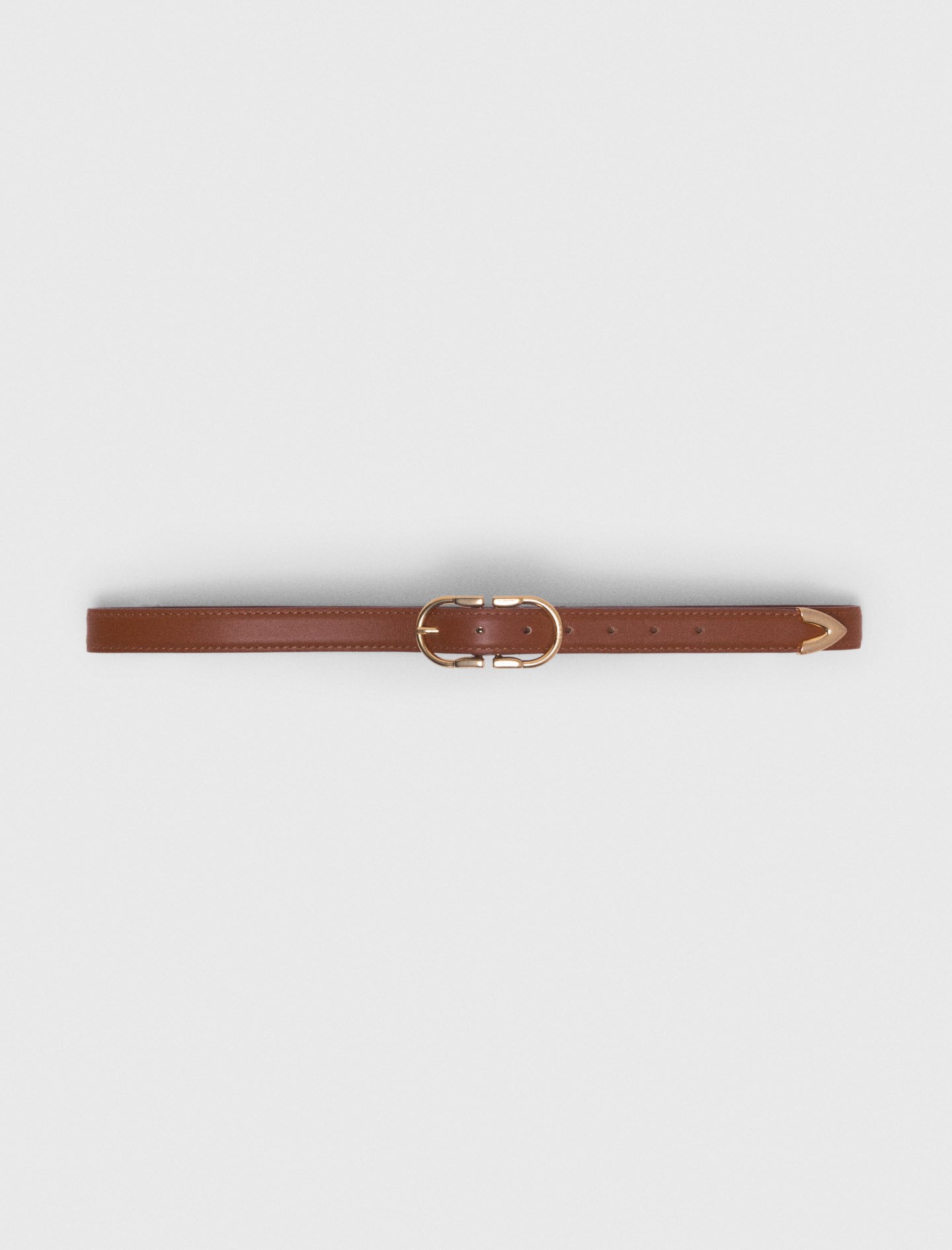 Woman's leather Double-buckle leather belt for Spring/Summer, size Medium, in color Camel / Brown