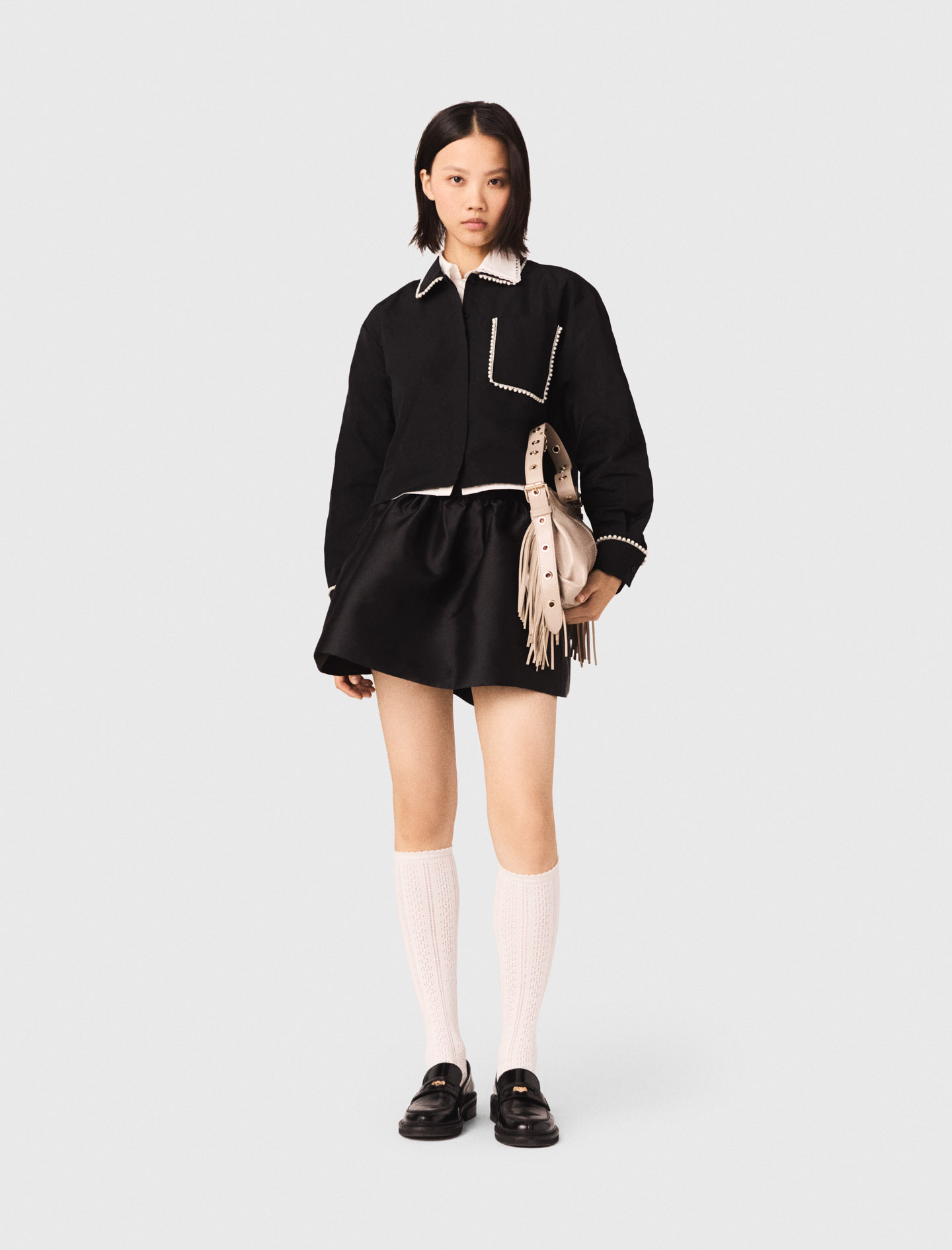 Woman's polyester Taffeta shirt for Spring/Summer, size Medium, in color Black /