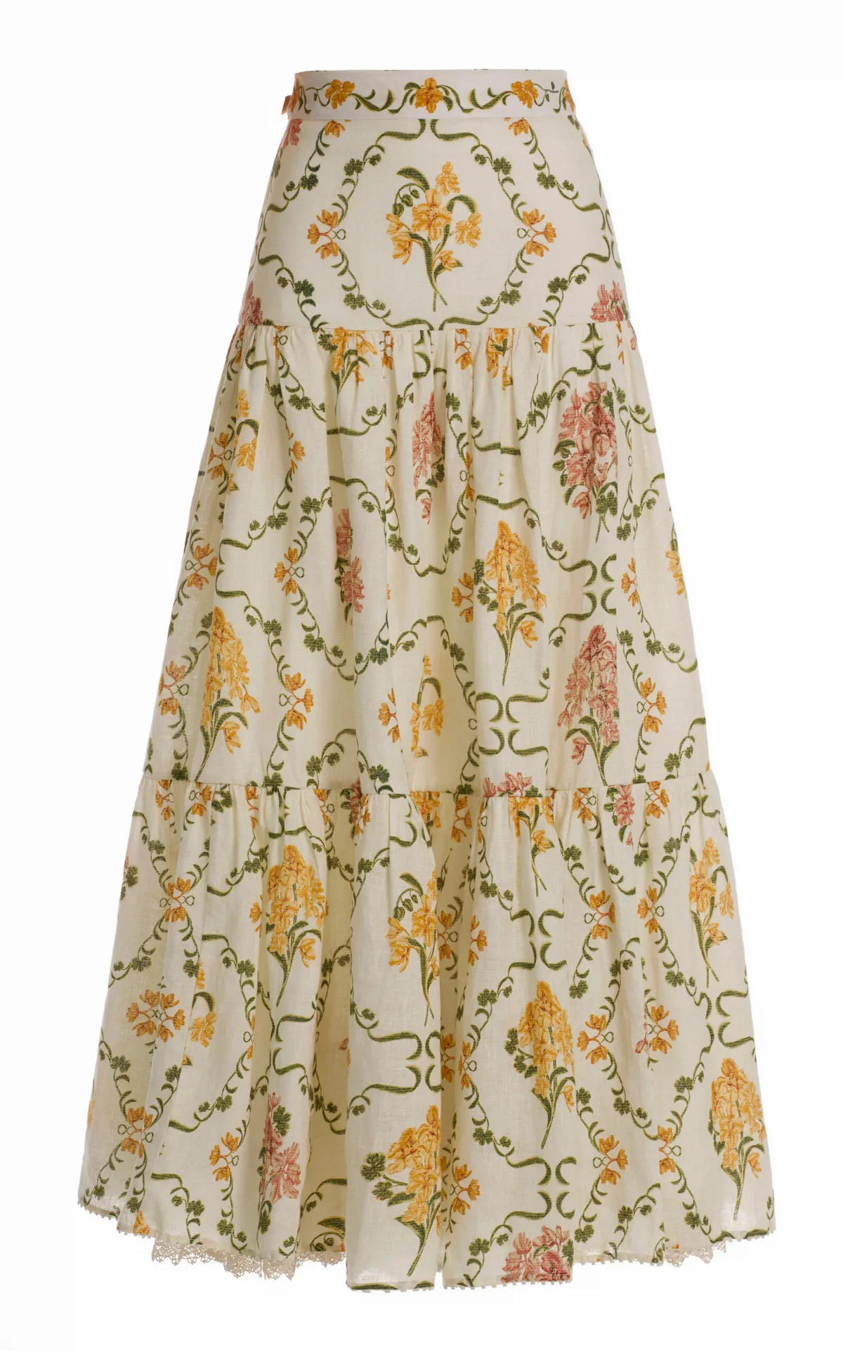 Anis Floral Linen Maxi Skirt