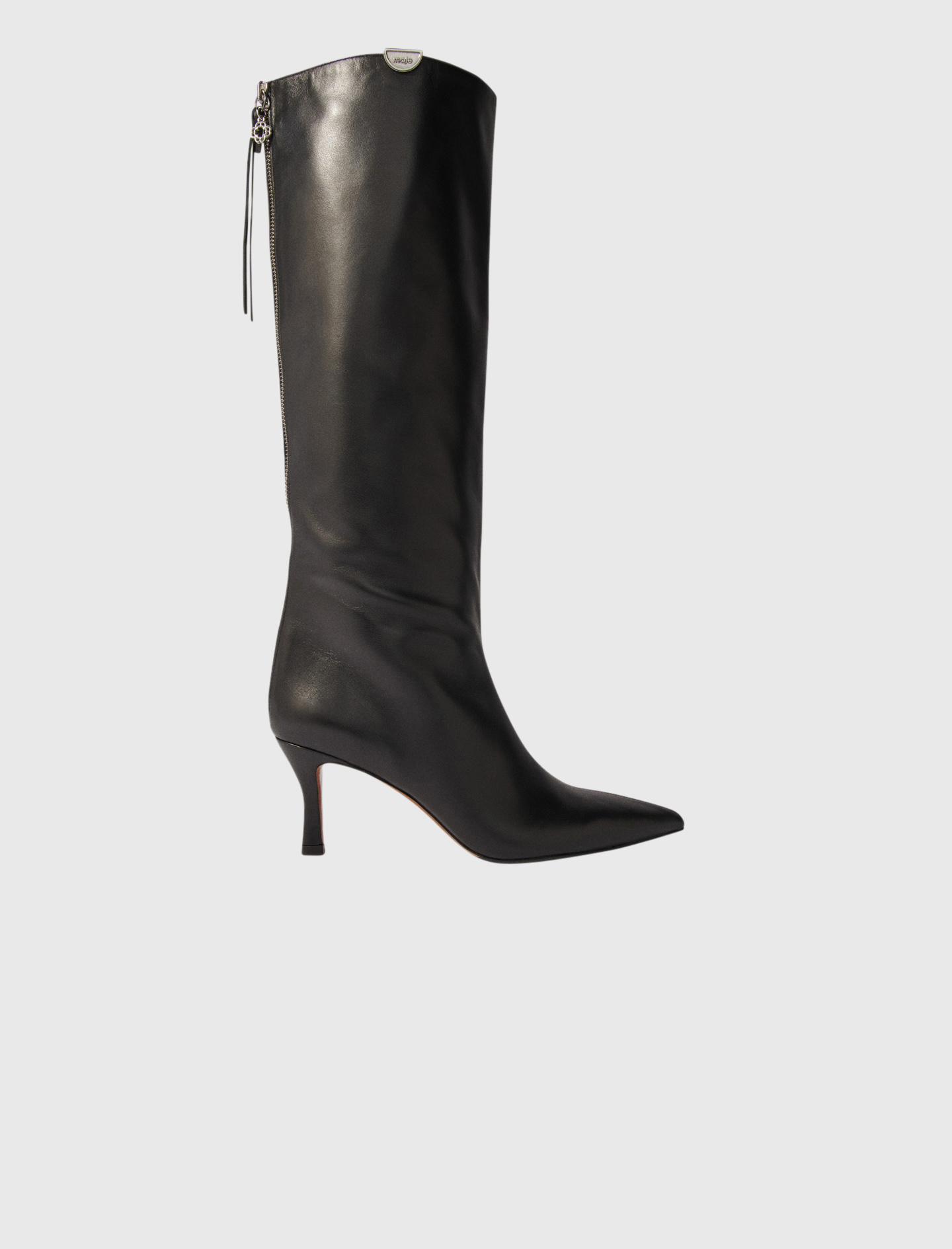 Woman's polyurethane Pointed-toe leather boots for Fall/Winter, size 9.5, in color Black /