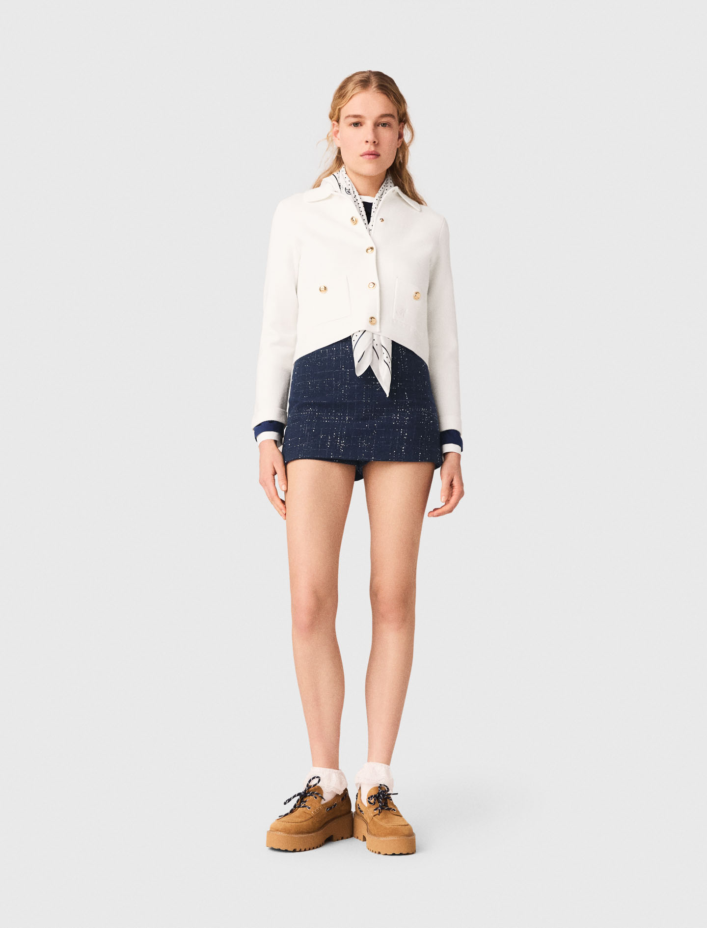 Woman's cotton Layered effect embellished skort for Spring/Summer, size Extra Extra Large, in color Navy / Blue