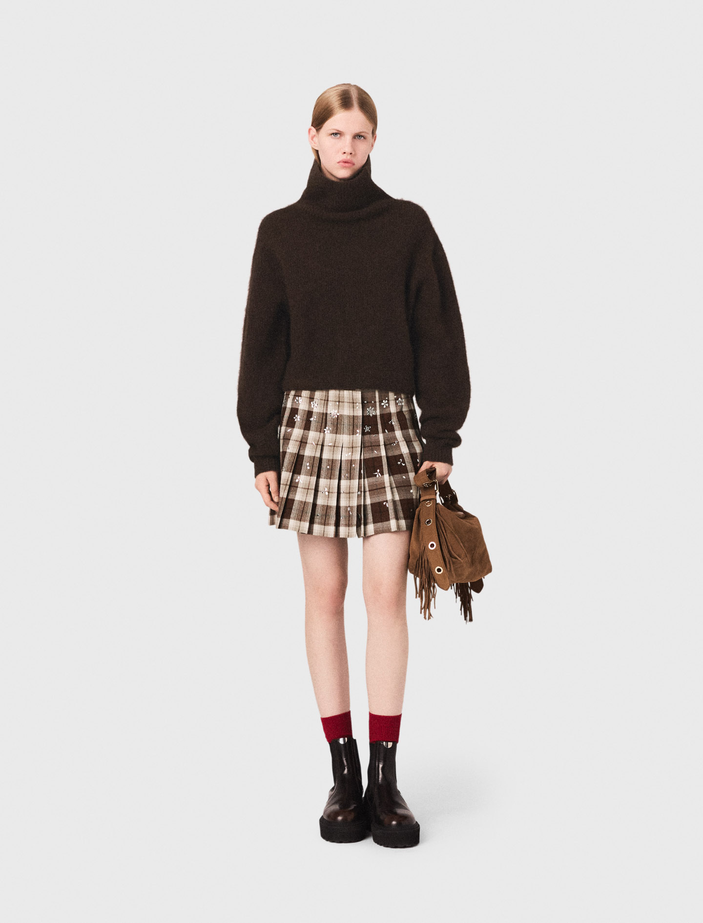 Woman's yak Yak blend roll-neck sweater for Fall/Winter, size Small, in color Dark brown / by Maje