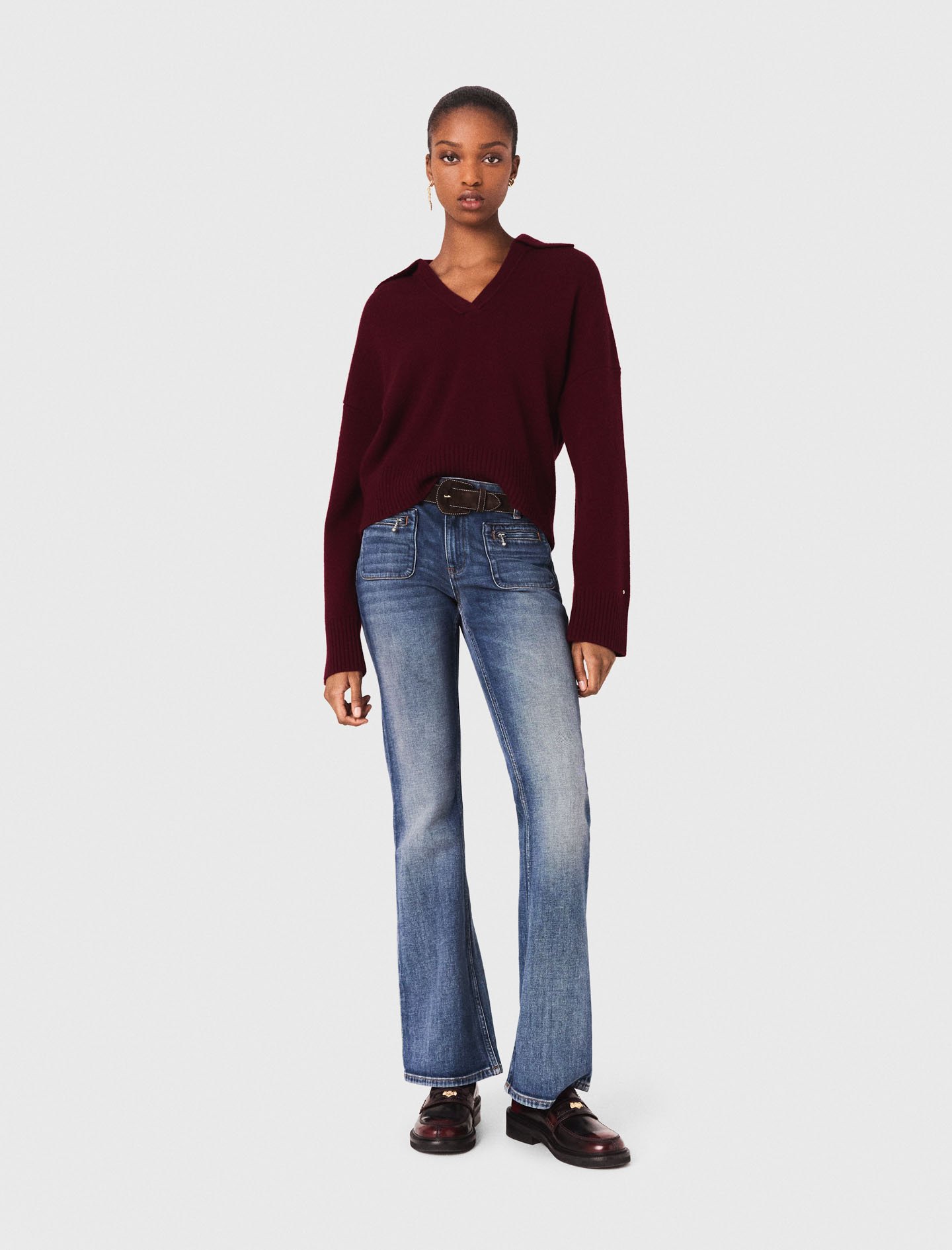 Woman's wool Wool-blend sweater for Fall/Winter, size Medium, in color Burgundy /