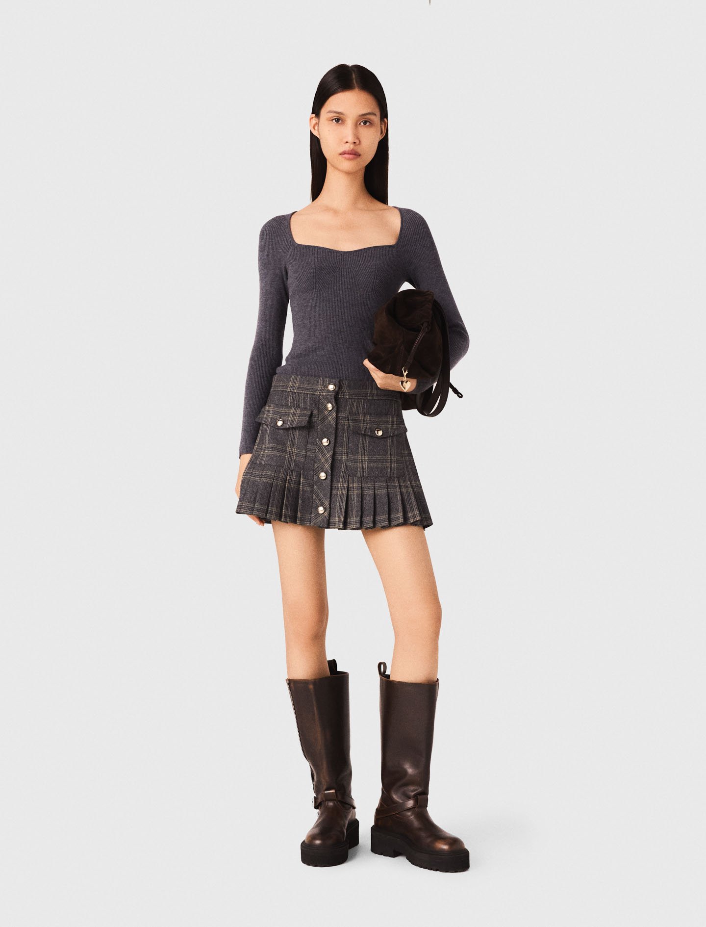 Woman's wool Rib knit sweater for Fall/Winter, size Extra Small, in color Grey /