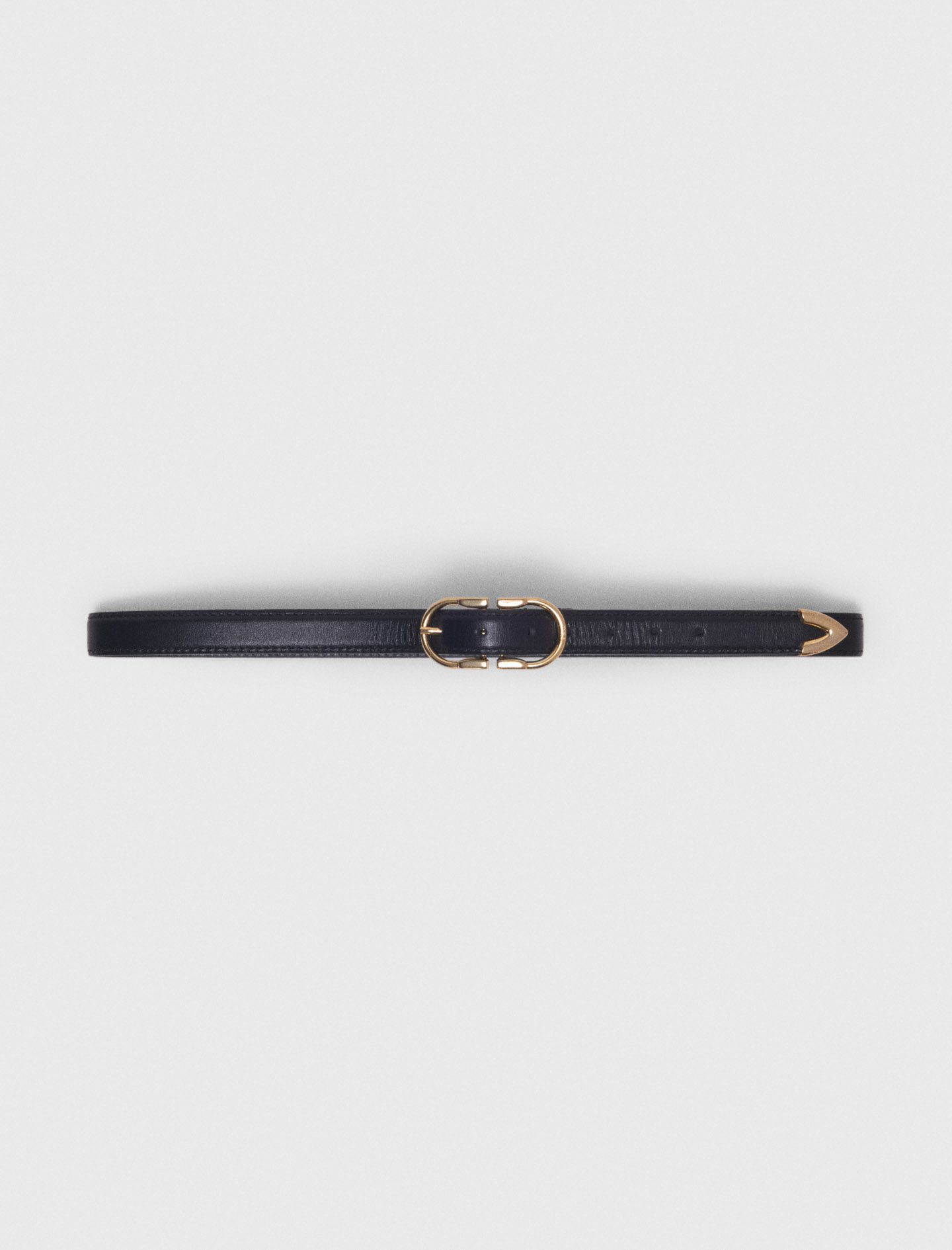 Woman's leather Double-buckle leather belt for Spring/Summer, size Large, in color Black /