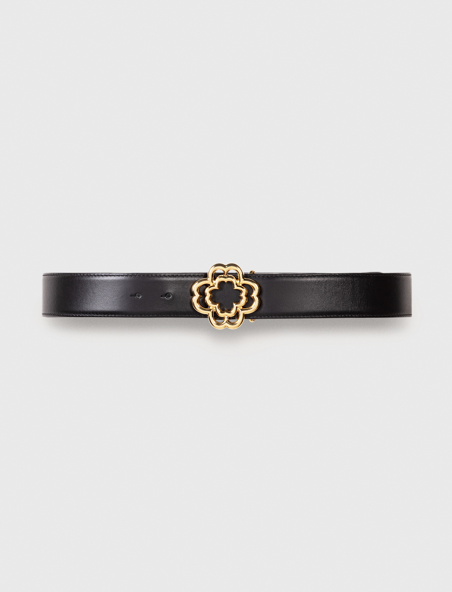 Woman's polyester Leather belt with Clover logo for Spring/Summer, size Medium, in color Black /