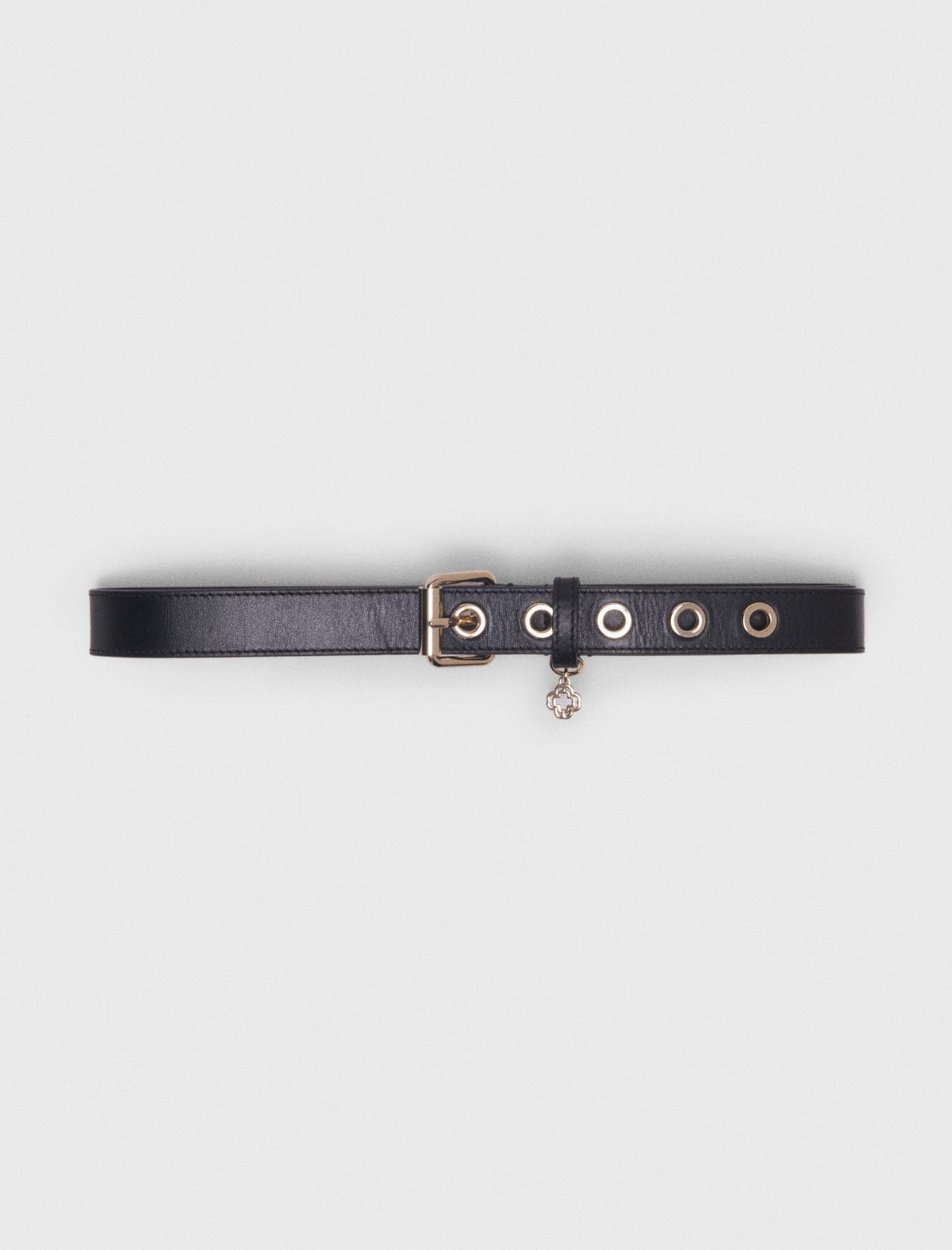 Woman's leather Leather belt with Miss M buckle for Spring/Summer, size Small, in color Black /