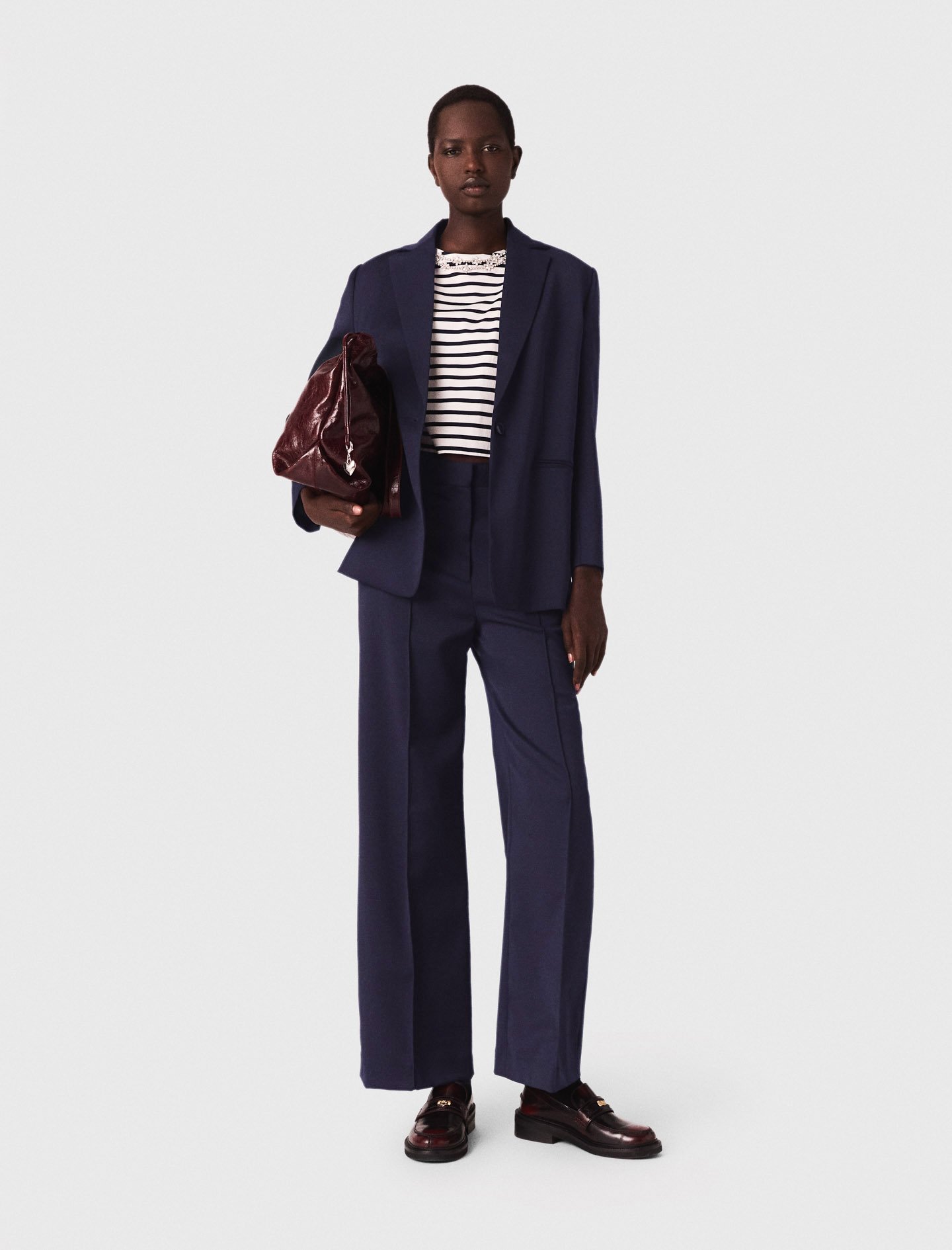 Woman's polyester Suit jacket with pleated back for Fall/Winter, size Medium, in color Navy / Blue