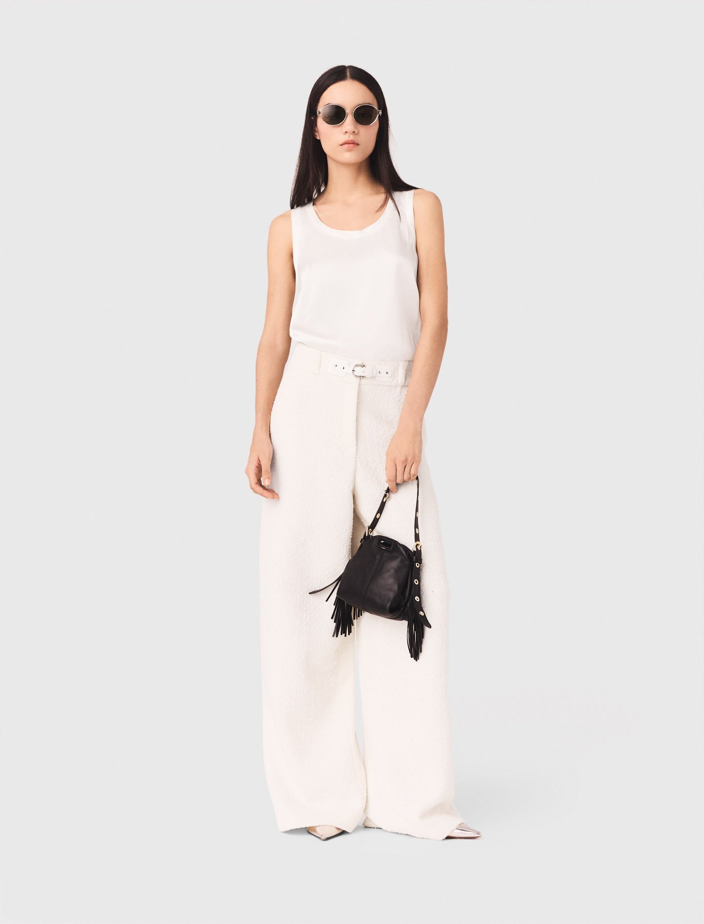 Woman's silk Silk tank top for Spring/Summer, size Medium, in color White /