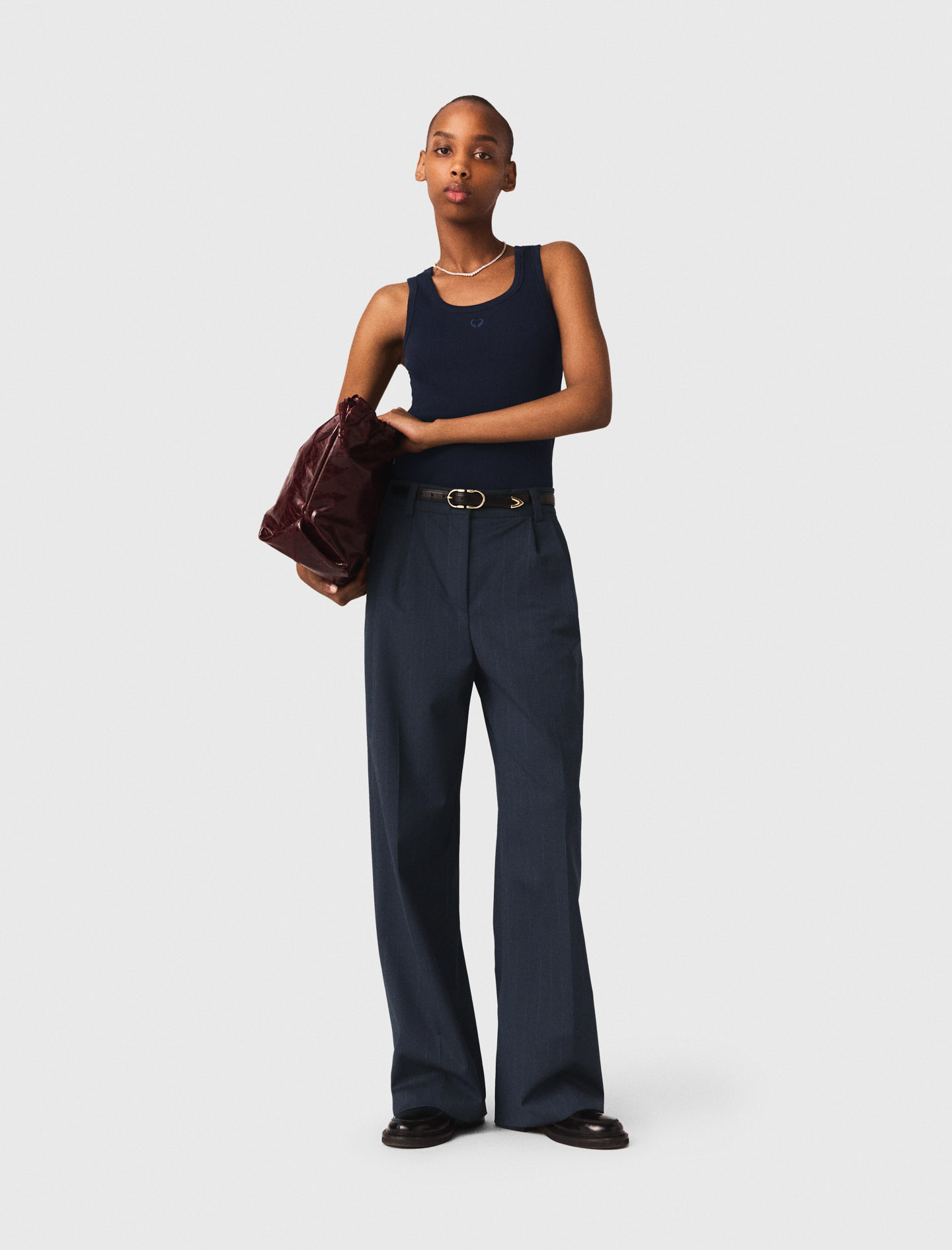 Woman's cotton Rib knit tank top for Spring/Summer, size Extra Small, in color Navy / Blue