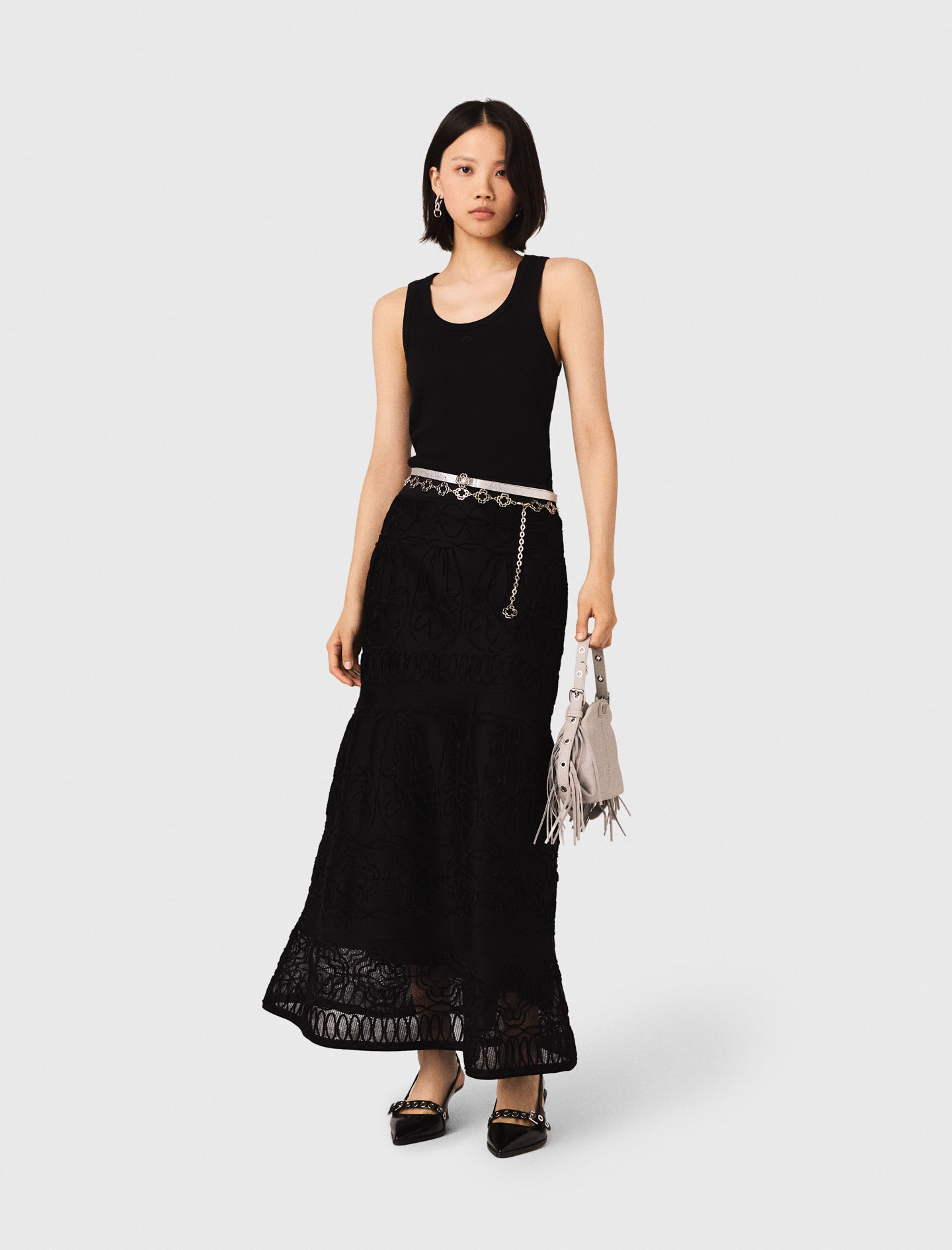 Woman's cotton Rib knit tank top for Spring/Summer, size Small, in color Black /